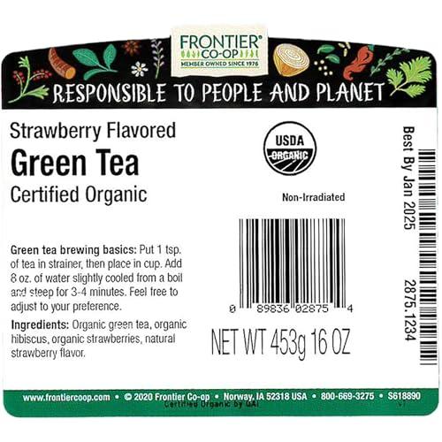 Frontier Co-op Frontier Bulk Green Tea, Strawberry Flavored, Organic, 1 Pound