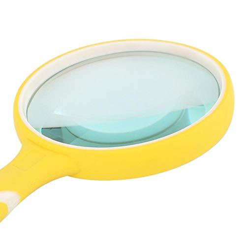 LUSTAR LUSTAR HD Magnifying Glass with Rubber Handle Portable Handheld Reading Magnifier for Elderly and Students Reading Yellow-90mm