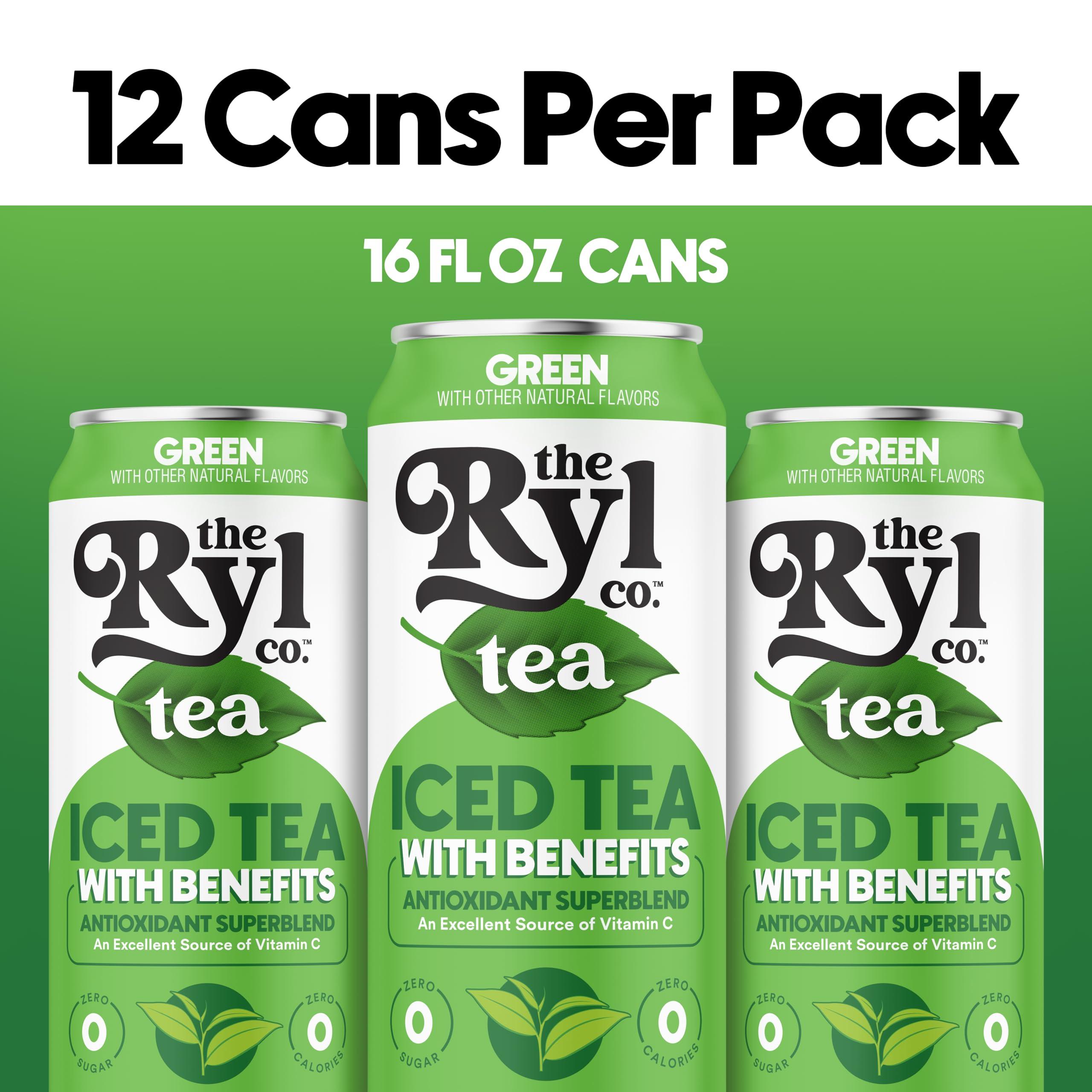The Ryl Co Ryl Iced Tea, Green, Antioxidant Superblend, Zero Sugar, Low Carb, Zero Calorie Iced Tea, 16.0 Fl Oz (12-Pack)