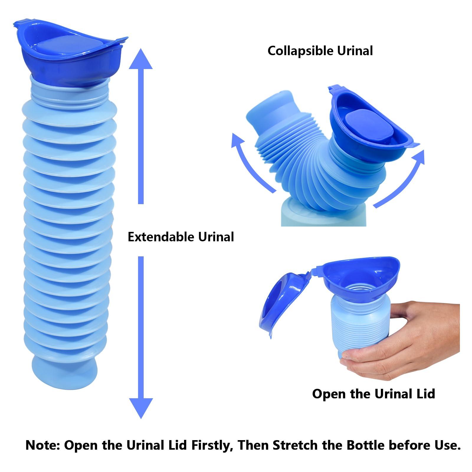 GREATCITI GREATCITI Adjustable Urinal, Pee Bottles Pocket Toilet for Men Women, Portable Urinal with Sealed Lid, Collapsible Urinals for Camping Travel Car Traffic Jam 750ML