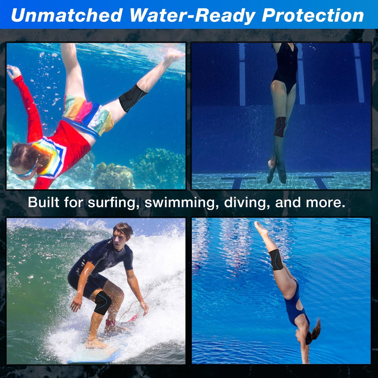 Nvorliy Nvorliy Knee Compression Brace Support for Swimming, Aquatic, Sailing, Scuba Diving, Surfing, Paddle Boarding, Kayaking, Water Sports or Injury Recovery - Water Resistant Sleeve, Fit Women & Men (S)