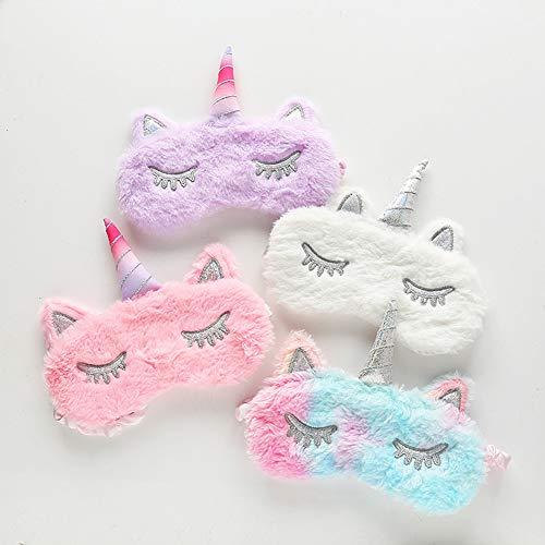 Magik Magik Unicorn Animal Eye Mask Soft Plush Sleep Masks Home Sleeping Light-Weighted Blindfold Home Traveling Cute Kid Women Adult (Unicorn Pink&Blue)