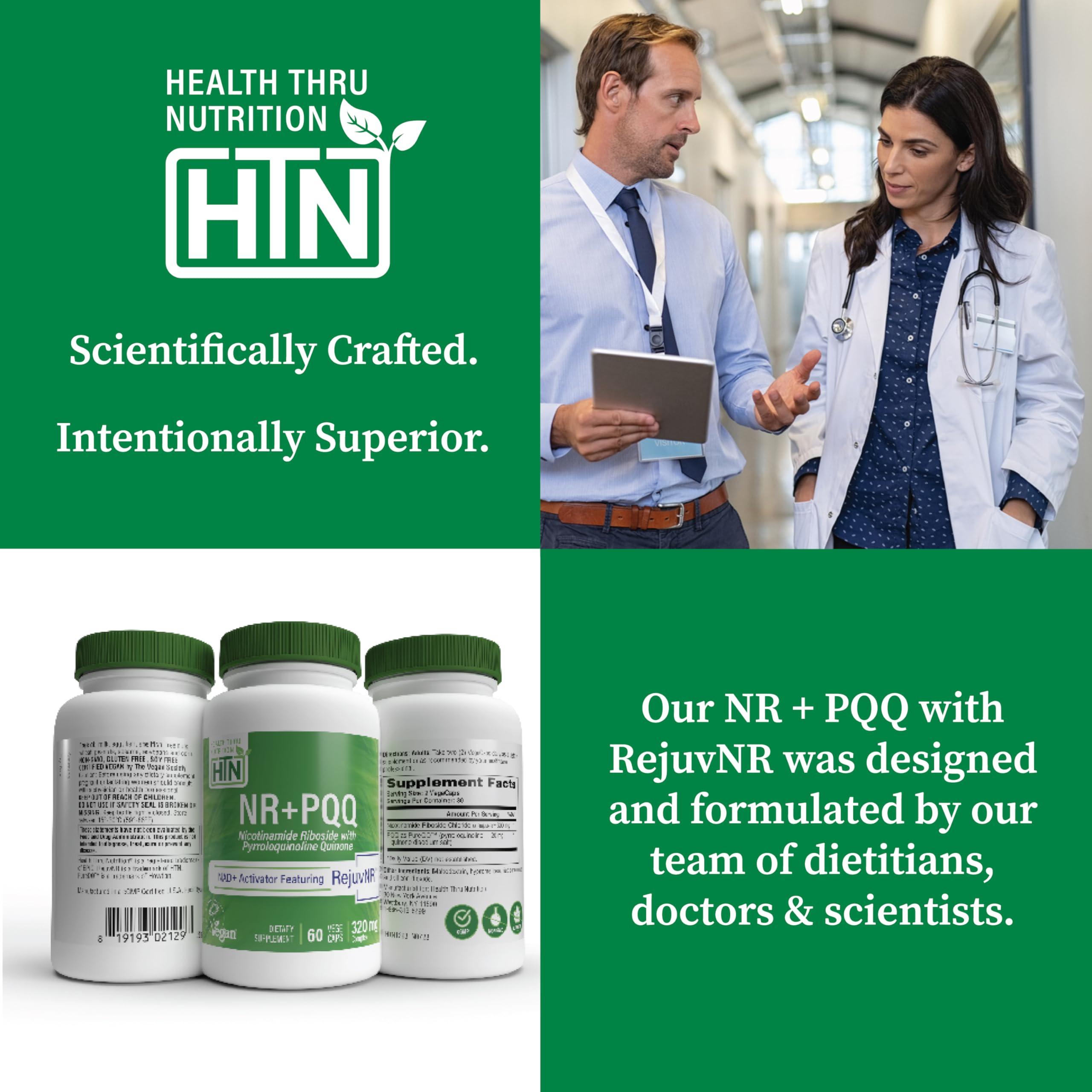 Health Thru Nutrition Health Thru Nutrition NAD+ Activator | NR with PQQ | 300mg Nicotinamide Riboside + 20mg PQQ | Mitochondria Maximizer | Non-GMO | Pack of 60