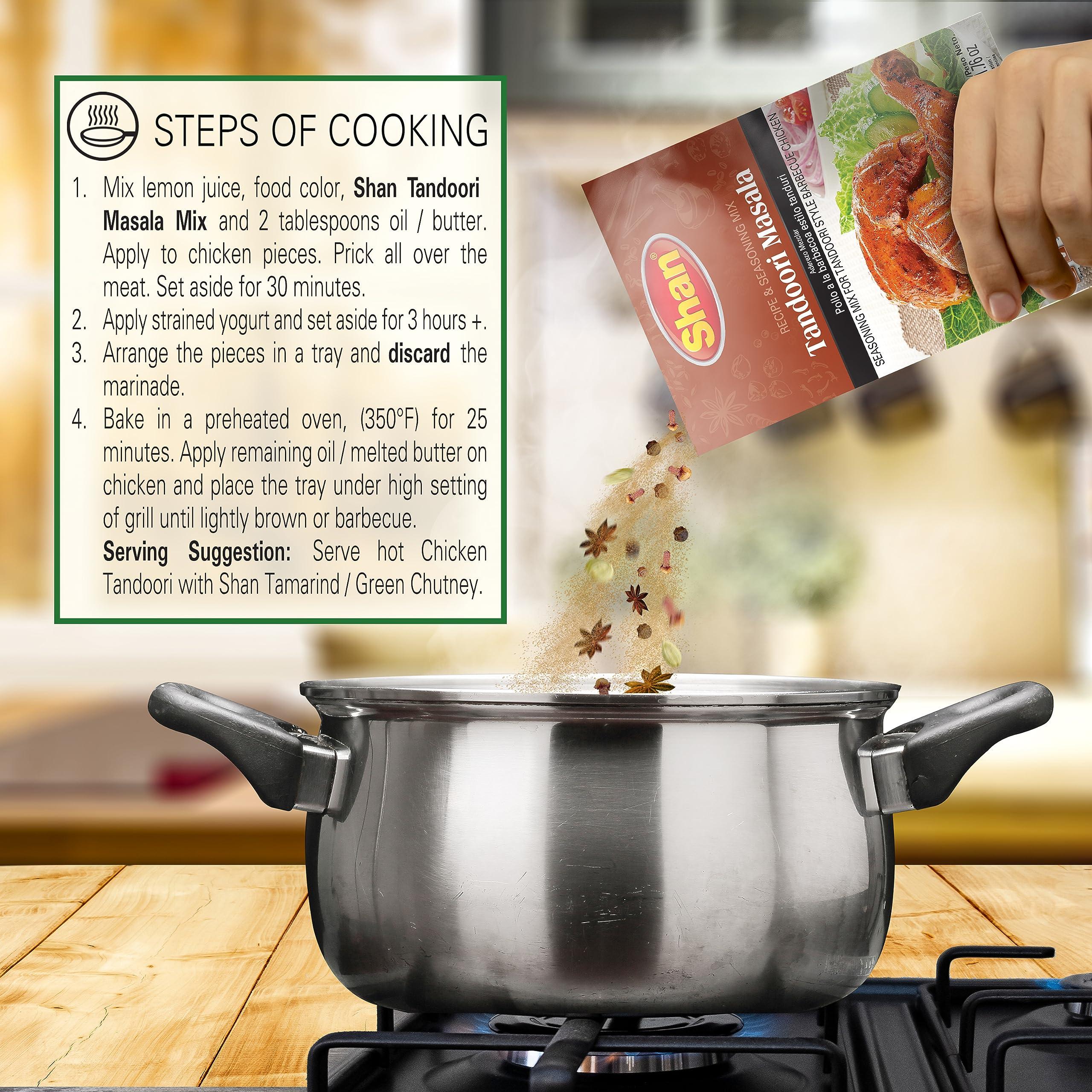 Shan Shan - Tandoori Masala Seasoning Mix (50g) - Spice Packets for Tandoori Style Chicken (Pack of 3)