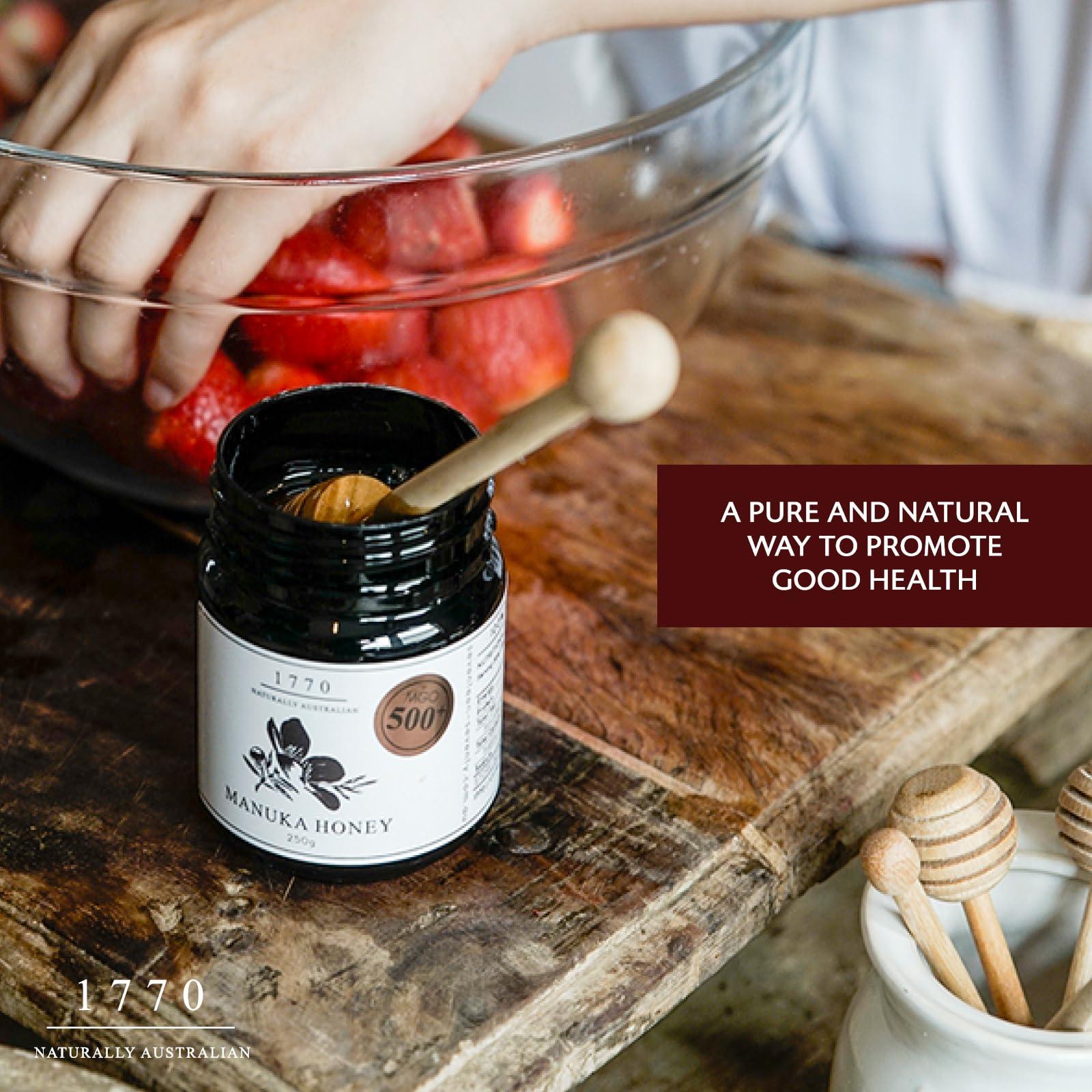 1770 Naturally Australian 1770 Naturally Australian Manuka Honey MGO 500+ Raw Organic Honey Non-GMO, 8.8oz(250g), High Strength, Superfood