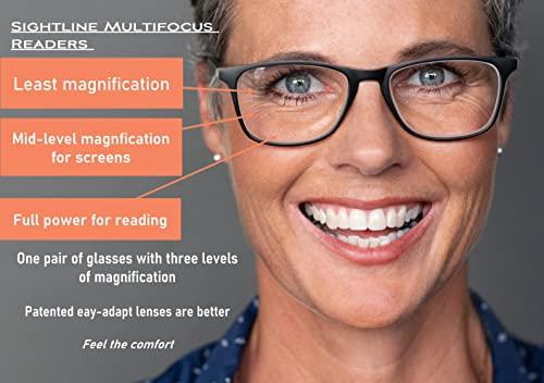 Sightline Sightline Multifocal Progressive Reading Glasses for Men and Women Narrow to Regular Fit 6005 (Blue, 3.00, multiplier_x)