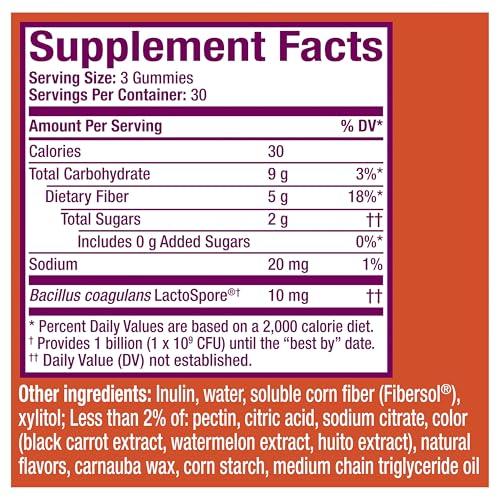 Metamucil Metamucil Fiber Supplement Gummies with Probiotics for Bloating Relief, No Sugar Added Strawberry Kiwi BlackBerry Flavors, 5g Prebiotic Plant Based Fiber Blend, 90 Count