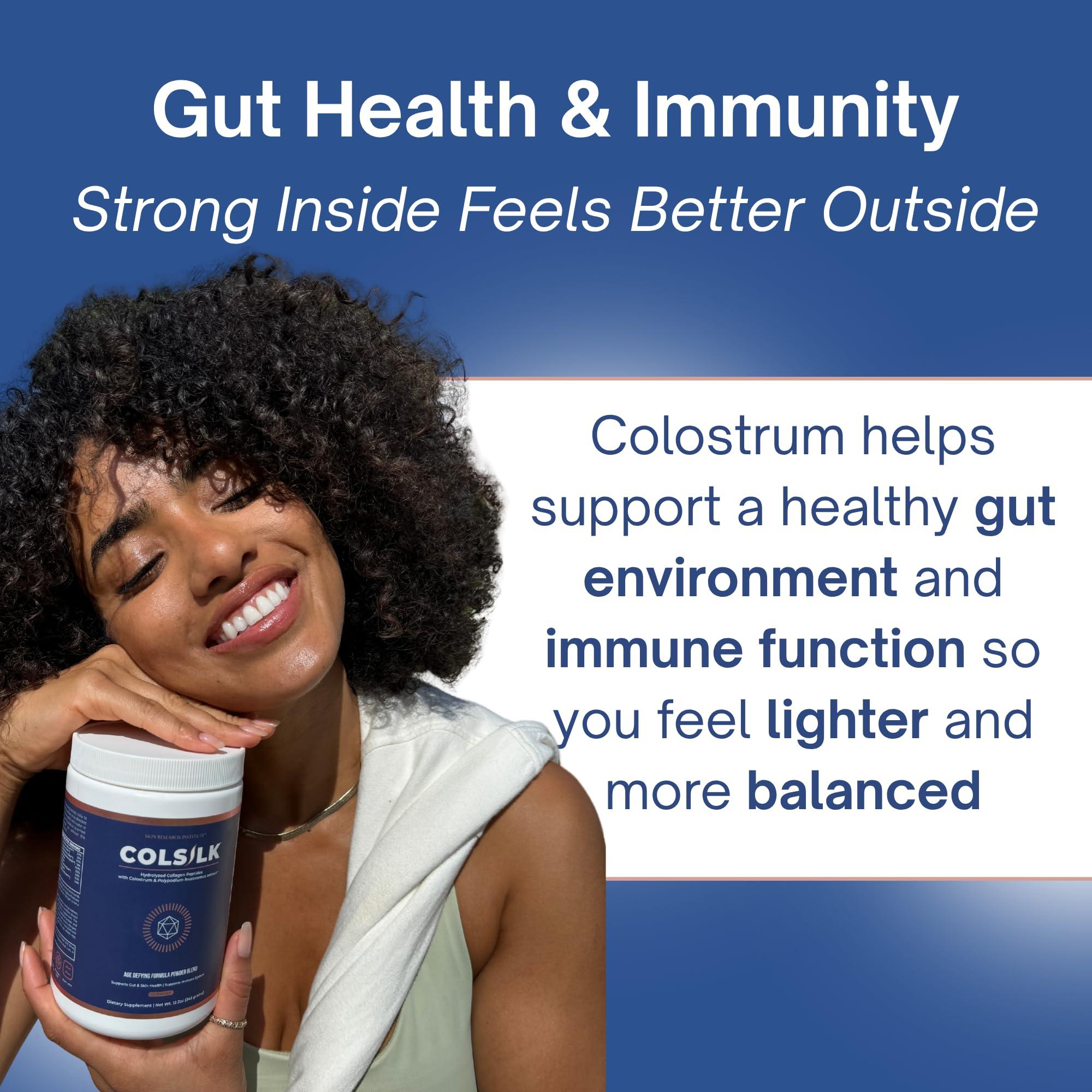 Skin Research Institute Skin Research Institute ColSilk Collagen Powder Supplement with Collagen, Colostrum, and Polypodium for Skin, Hair, Nails, and Joint Support  One Scoop per Serving  Unflavored (1 Month Supply)