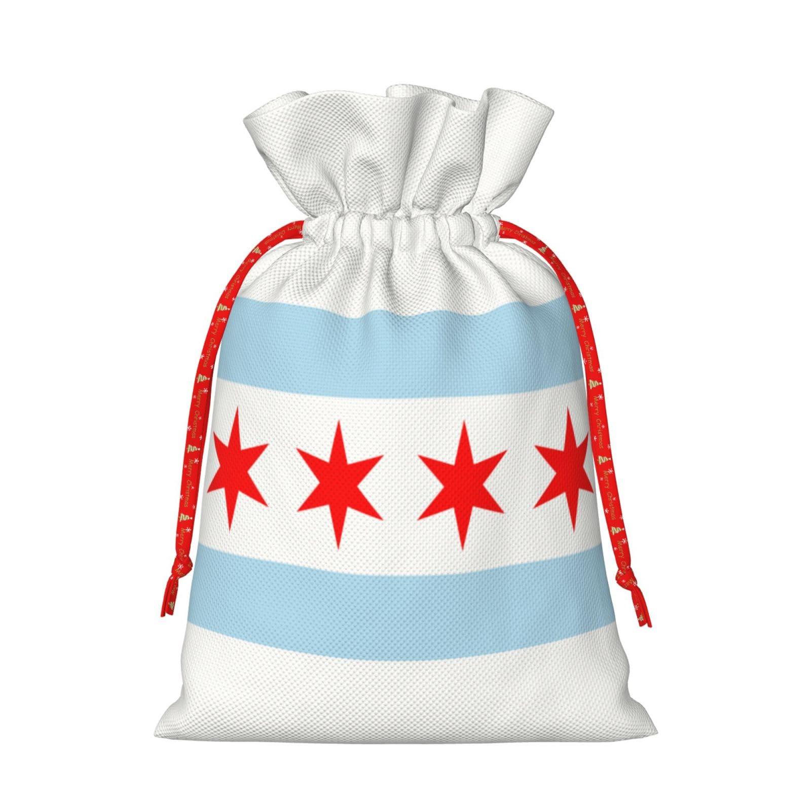 Generic Chicago Flag Christmas Gift Bags Holiday Gift Bags -Christmas Bags For Gifts For Christmas Party Decorations -Christmas Gift Wrap