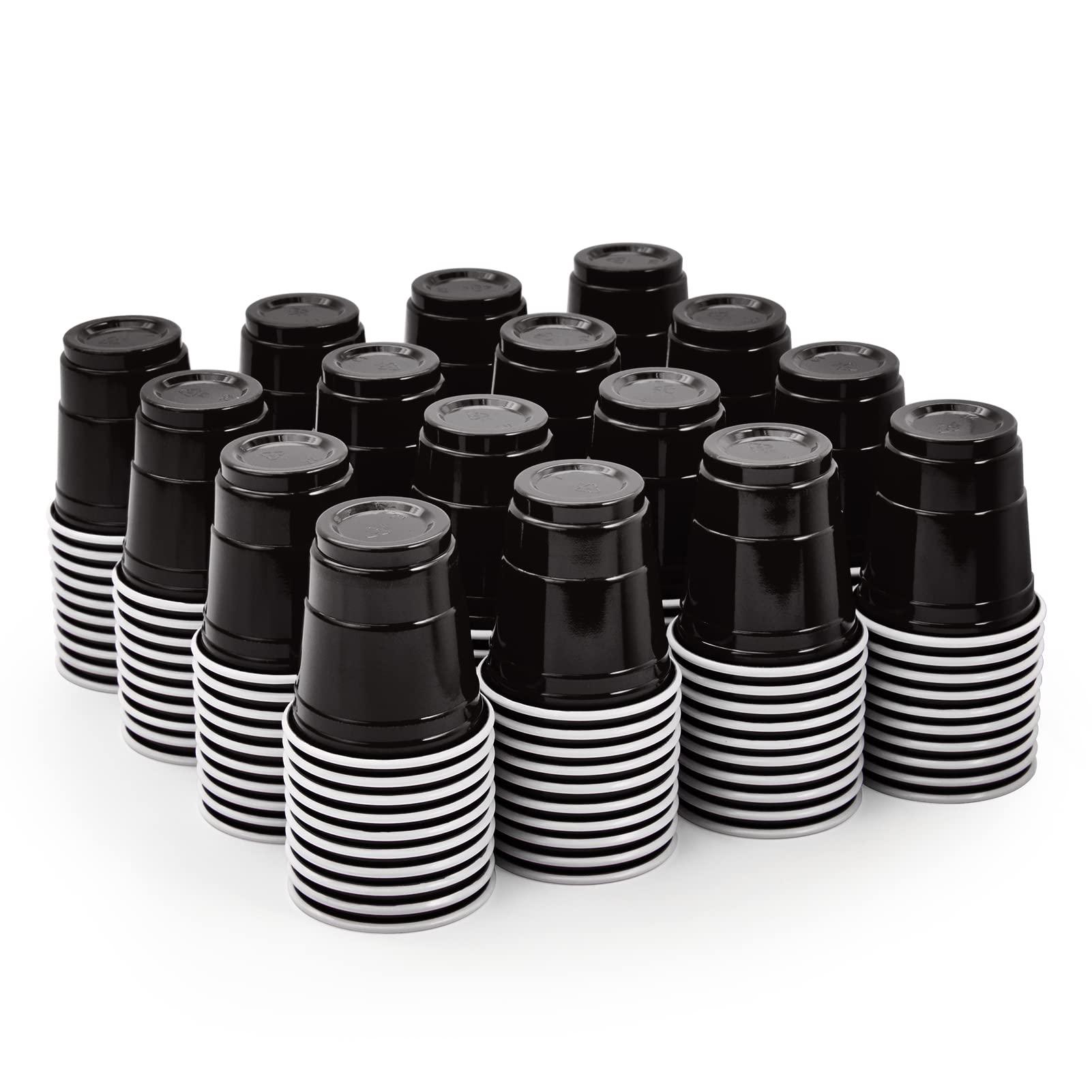 Lilymicky Lilymicky 600 PACK 2 oz Plastic Shot Glasses, Mini Black Disposable Shot Cups for Parties, Carnivals, and Any Events