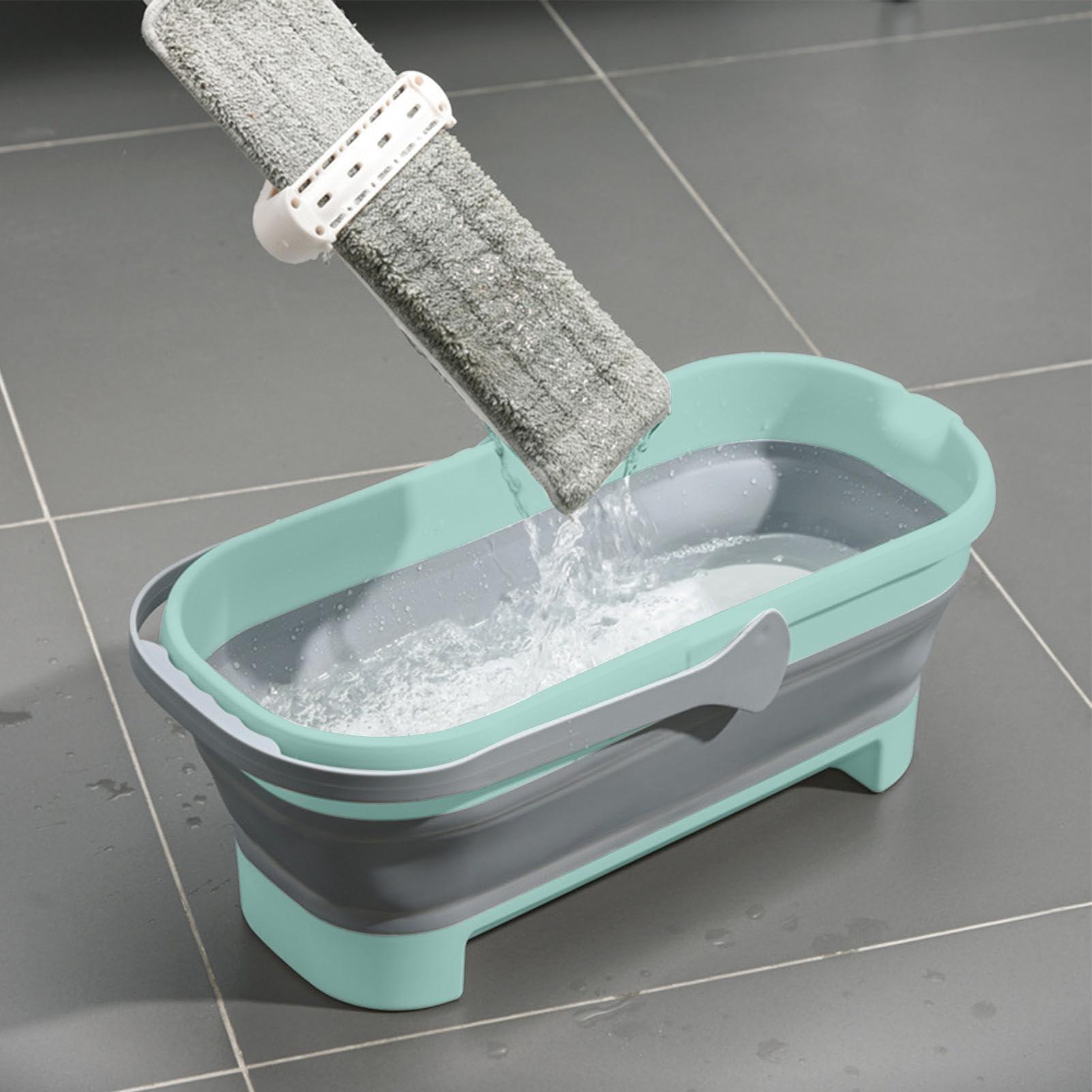 Naysku Large Collapsible Bucket - Collapsible Rectangular Handy Basket/Bucket, Portable Rectangular Folding Bucket with Sturdy Handle, Multiuse Water Bucket for Cleaning Mop, for Camping, Beach Trips