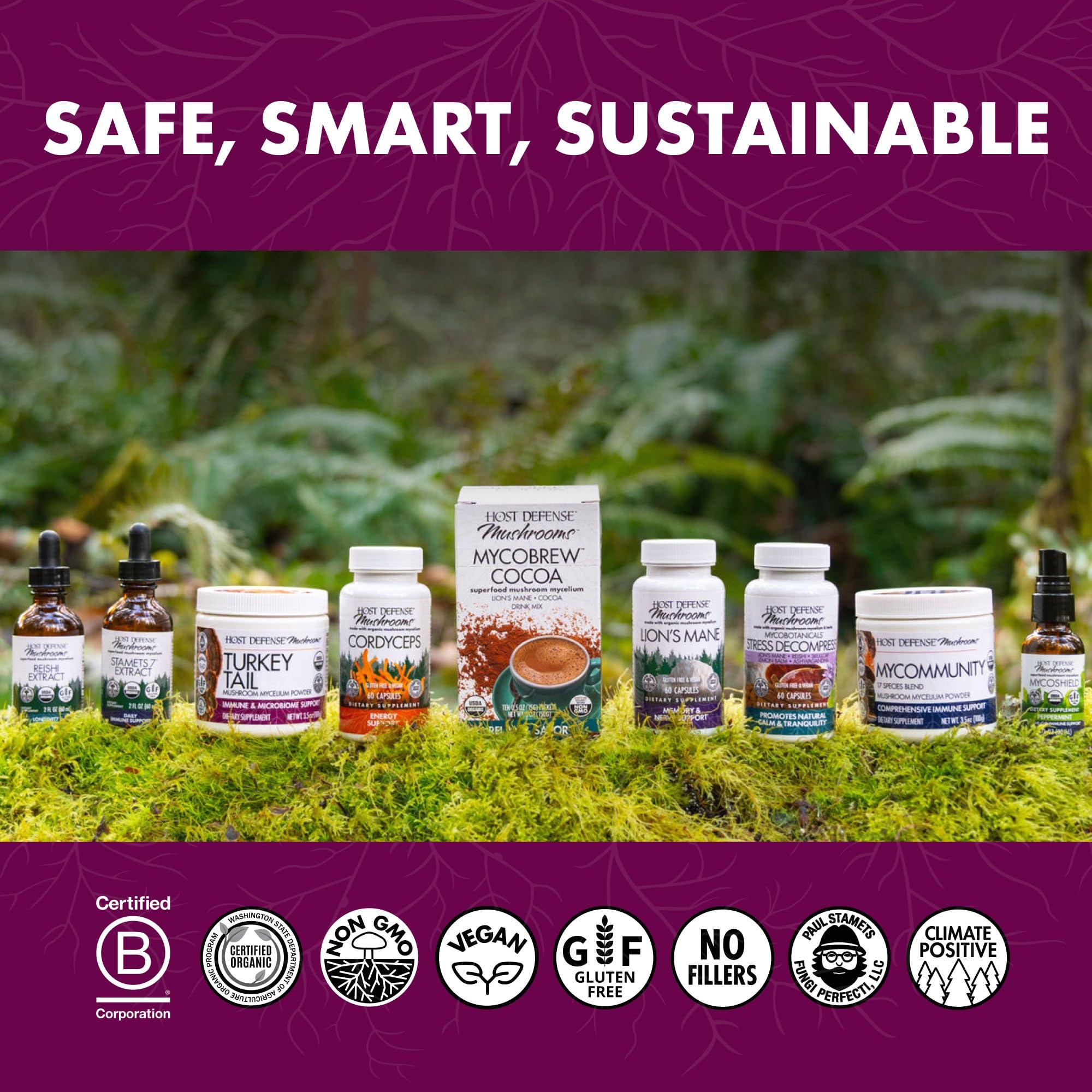 Host Defense Host Defense Turkey Tail Capsules - Digestive Health & Immune Response Support Supplement - Mushroom Supplement for Gastrointestinal & Gut Microbiome Support - 60 Capsules (30 Servings)*