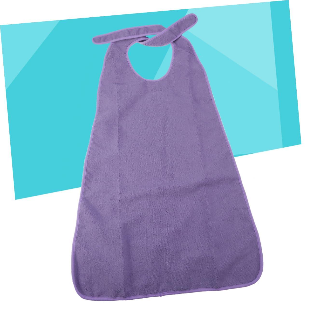 Ipetboom Ipetboom Waterproof Washable Adult Bibs Elderly Mealtime Protector Cloth Bibs Tie-back for Disabled Purple AB-241P