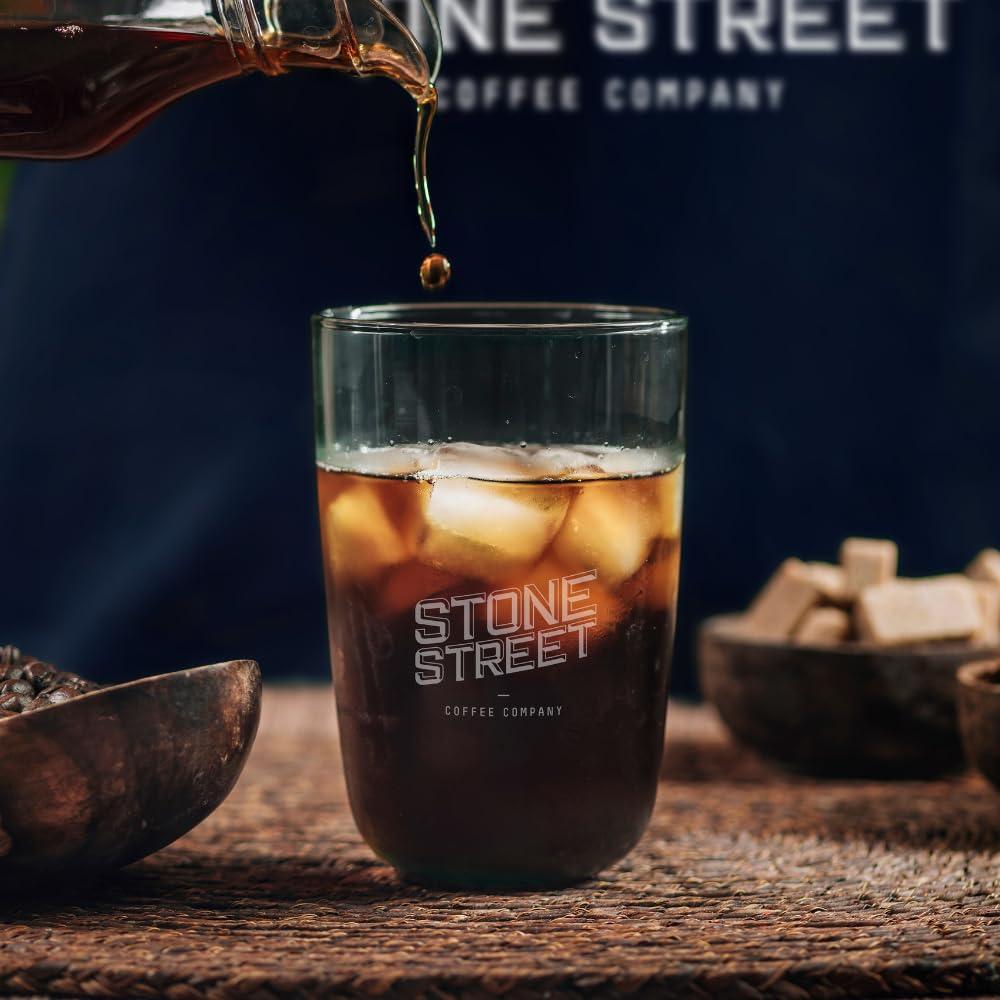 STONE STREET COFFEE COMPANY Stone Street Cold Brew Coffee, High Caffeine Boost Blend with Chocolate Mocha Flavor, Coarse Ground Flavored Coffee, Dark Roast, 1 LB