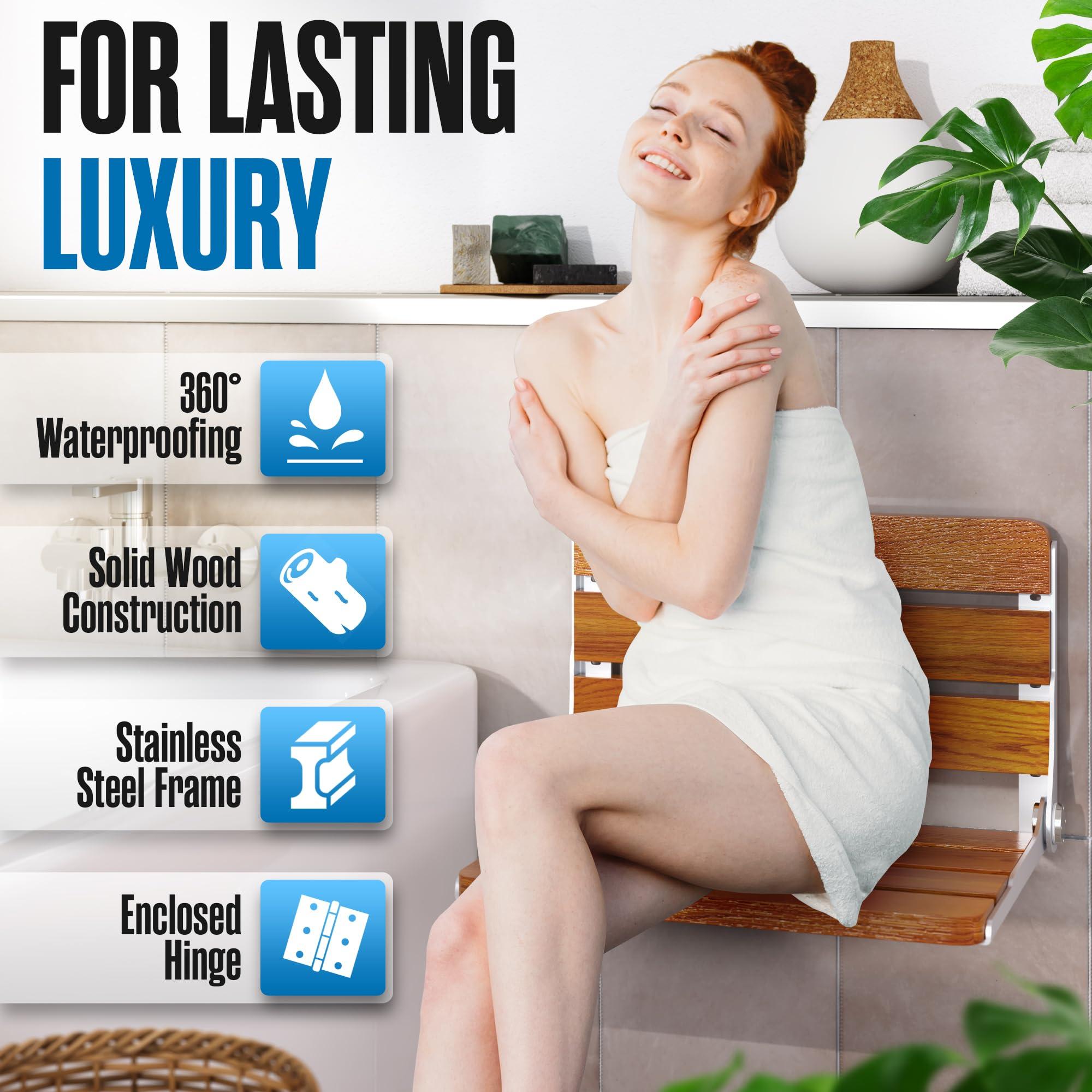 Houseables Teak Shower Seat, Folding Shower Seat Wall Mounted, Folding Shower Bench, Fold Down Shower Seat, Wall Mount Shower Seat, Wall Mount Shower Bench, Folding Teak Shower Seat, Wall Mounted Shower Bench