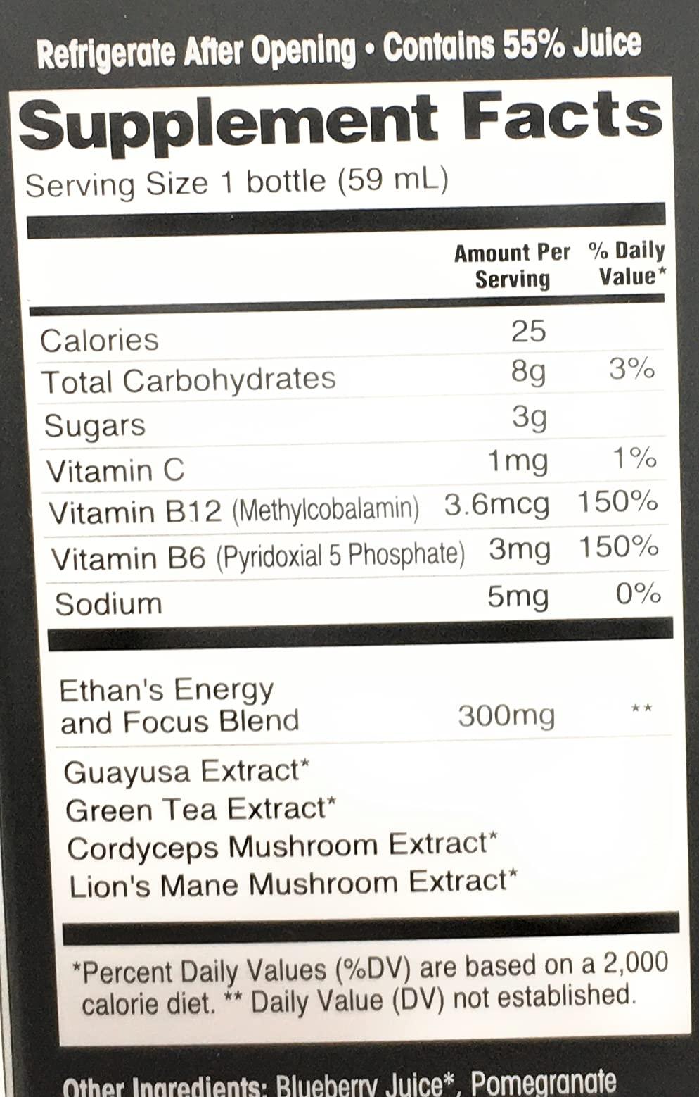 Ethan's ETHANS Pomegranate Blueberry Energy Shot Duo, 2 FZ