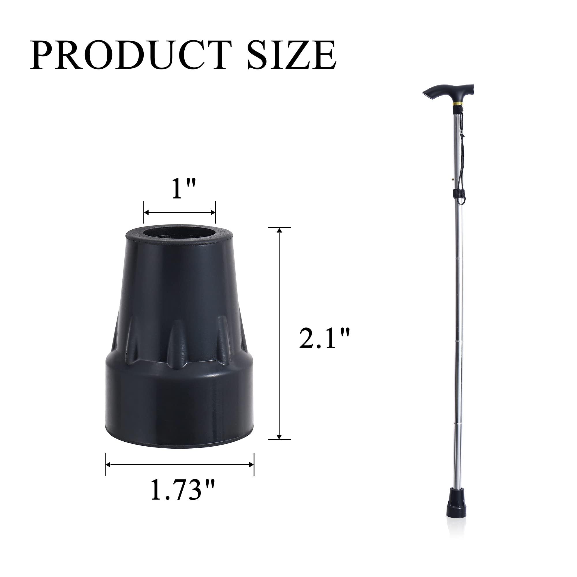 Kotiorname Cane Tip 1 Inch Heavy Duty Walking Rubber Cane Tips Replacement, Black, 1 Pair