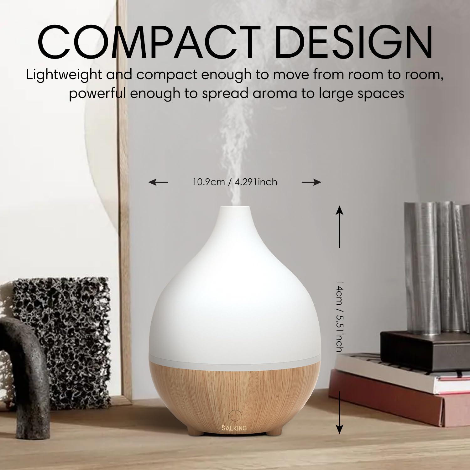 SALKING SALKING Essential Oil Diffuser (Set of 2), 100ml Small Aromatherapy Diffuser with Auto Shut-Off, Ultrasonic Diffusers for Essential Oils, Cool Mist Humidifier with Warm White Lights, for Office Home