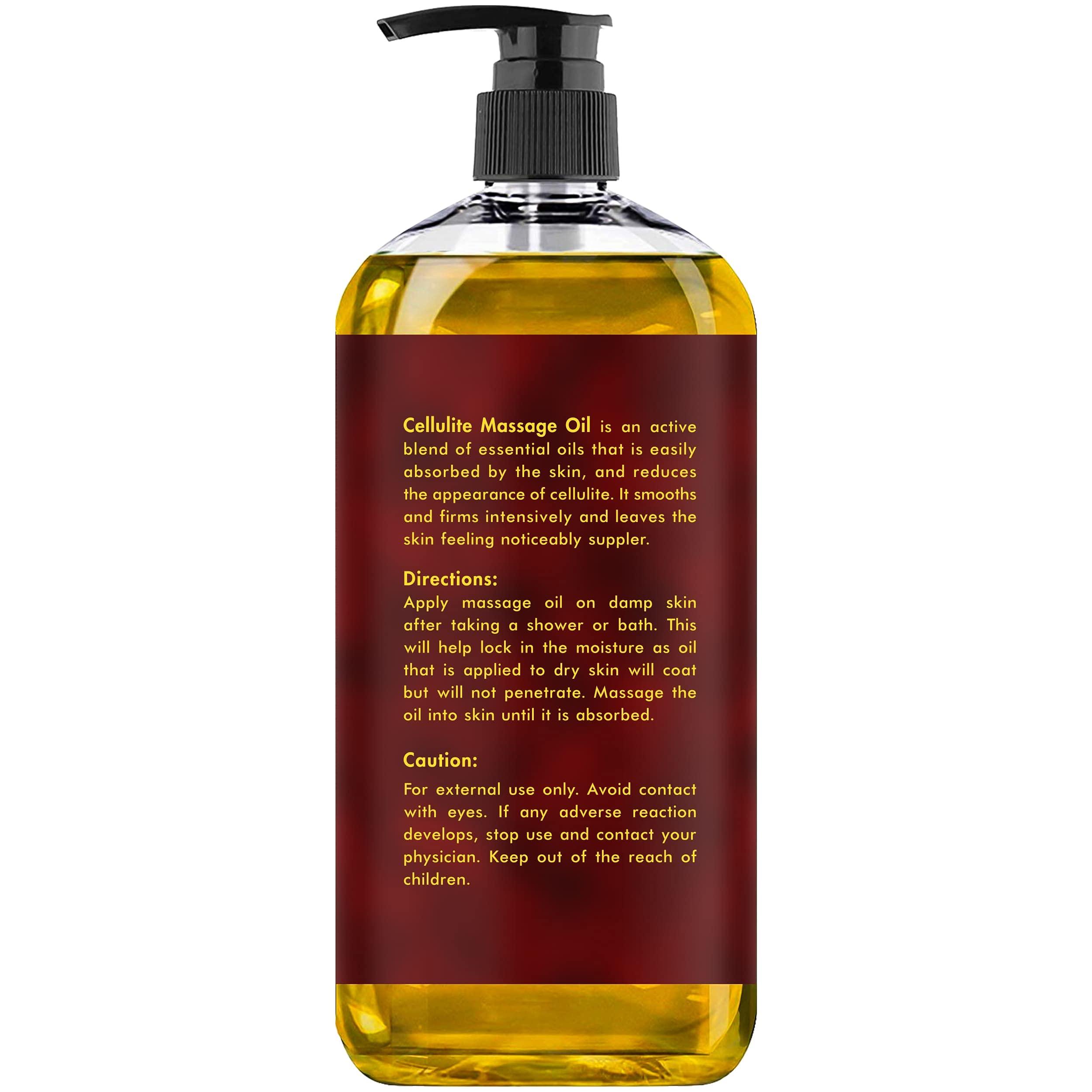 Majestic Pure MAJESTIC PURE Cellulite Massage Oil - with Vegan Collagen & Stem Cells, Unique Blend of Massage Essential Oils - Anti Cellulite Oil Improves Skin Tightening and Firming, 2 x 8 fl oz