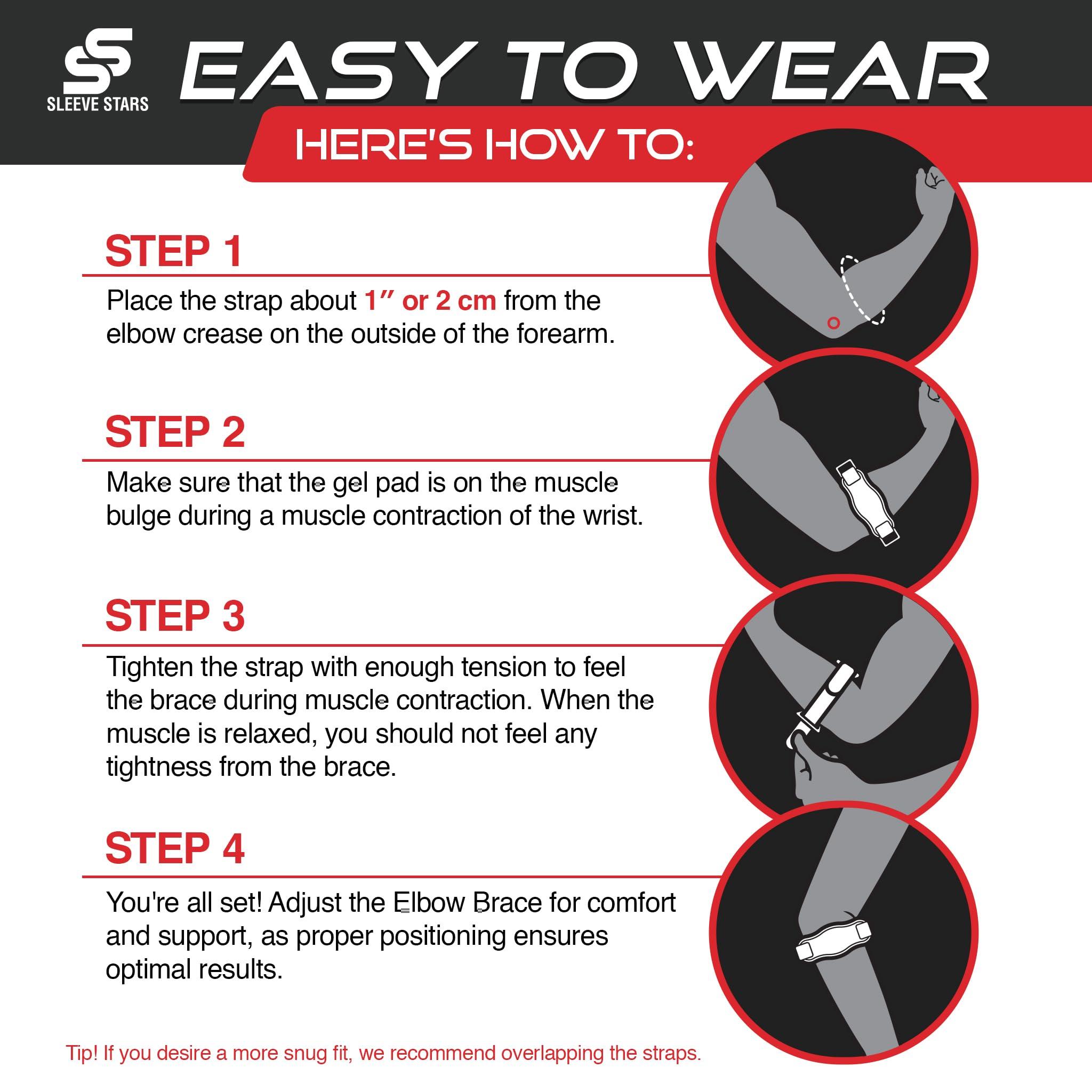 SS SLEEVE STARS Sleeve Stars Tennis Elbow Support Strap, Golfers Elbow Support for Men & Women Epicondylitis Clasp, Counterforce Arm Band for Tendonitis Relief, w/ 3 Straps Length, Fits 9\"-23\" (Light Purple)