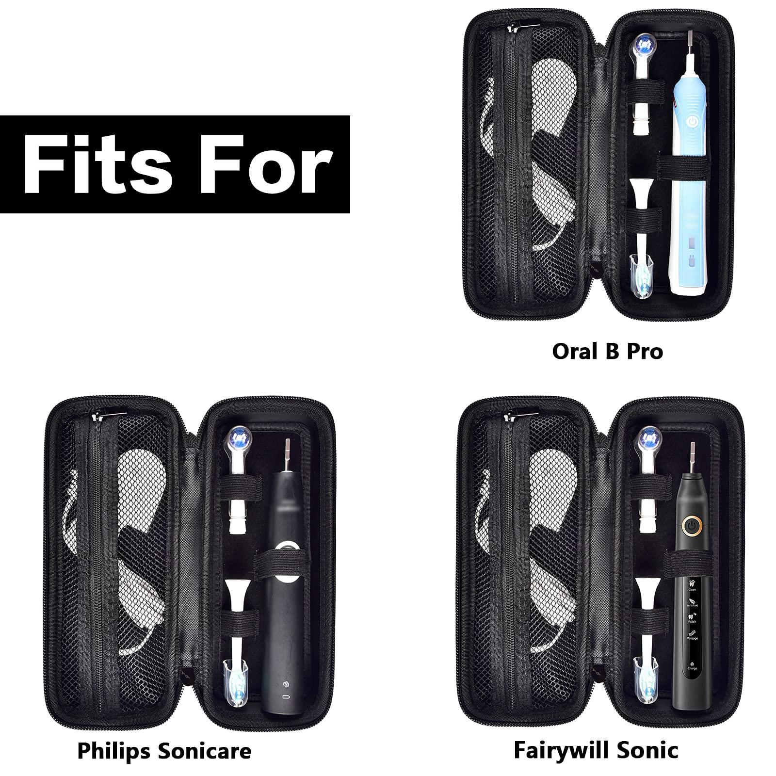 Comecase Toothbrush Travel Case Compatible with Oral-B Pro 1000, 2000, 3000, 3500, 1500/ for Philips Sonicare ProtectiveClean 4100 5100 Electric Toothbrush with Mesh Pocket for Accessories - Black ( Bag Only)