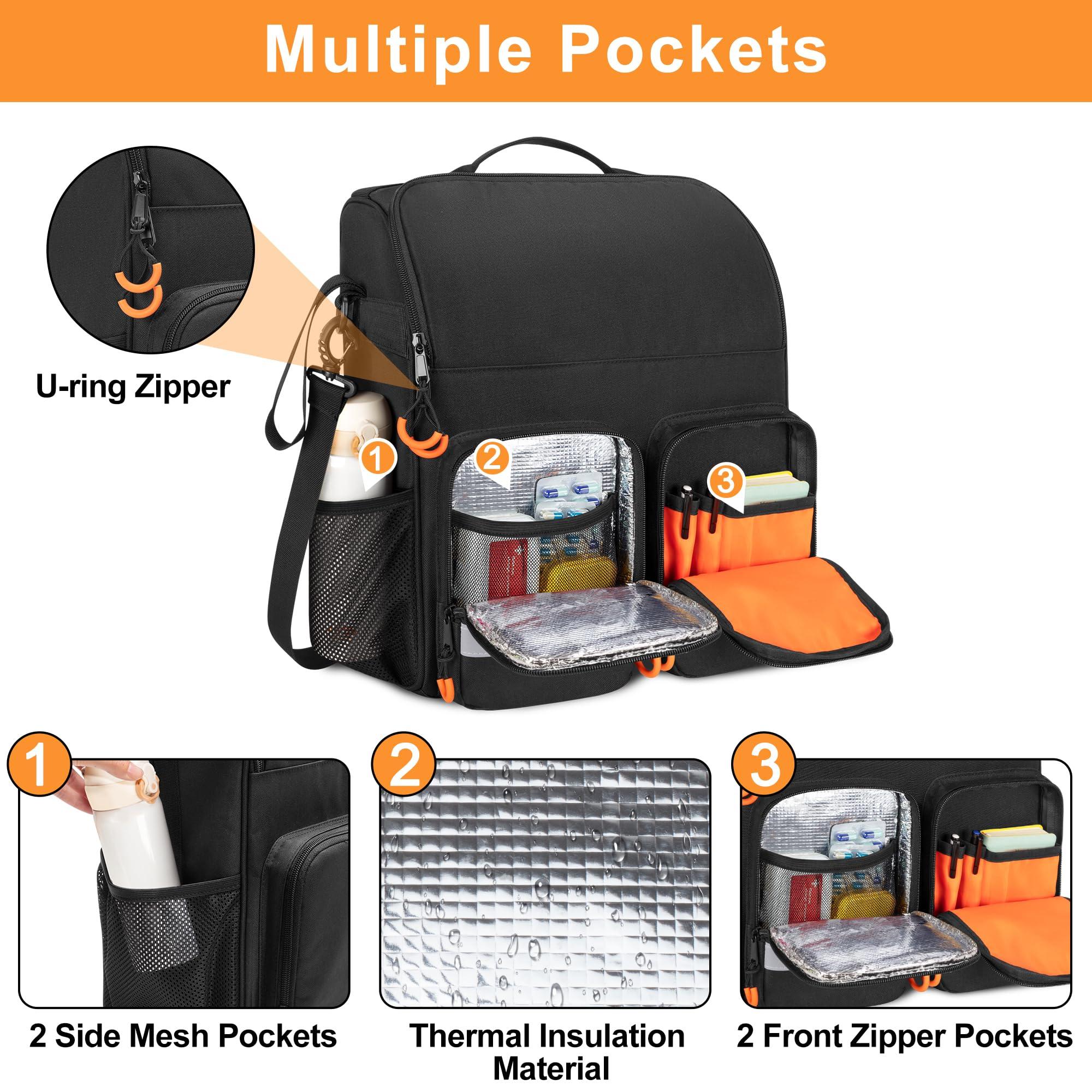 samdew samdew Large Wheelchair Bag to Hang on Back, Wheelchair Accessories Bag for Adult & Senior, Power & Manual Wheelchair Backpack Pouch with Medicine Storage Insulation Pocket & Shoulder Strap, Bag Only