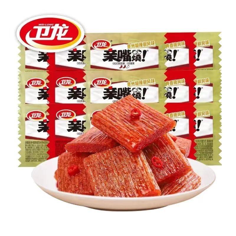 ZAOIAN Weilong Qinzuishao spicy strips Latiao,12g/bag,Kissing Spicy stick small gluten,Ready-to-Eat hot and spicy gluten,Famous Chinese Special Snack gift pack,Instant casual snack (Spicy flavor,80bag)