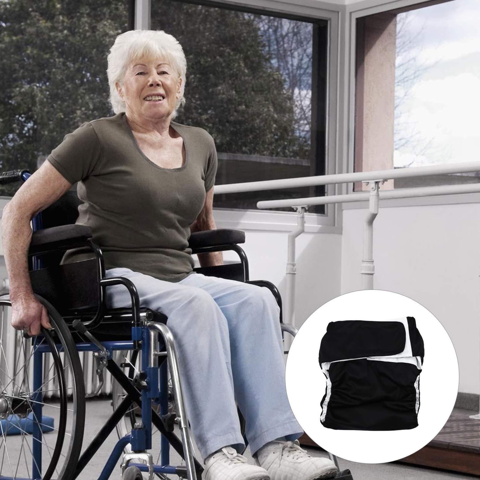 Healifty Mens Underware Adult Incontinence Underwear Washable Adult Cloth Diaper Maximum Absorbency Adjustable Waistband Adult Diapers for The Old Women Men Patients Black Mens Briefs