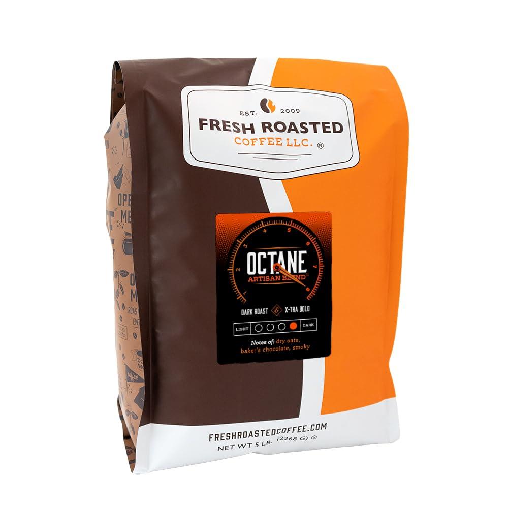 Fresh Roasted Coffee Fresh Roasted Coffee, Octane, 5 lb (80 oz), Dark Roast, Kosher, Ground