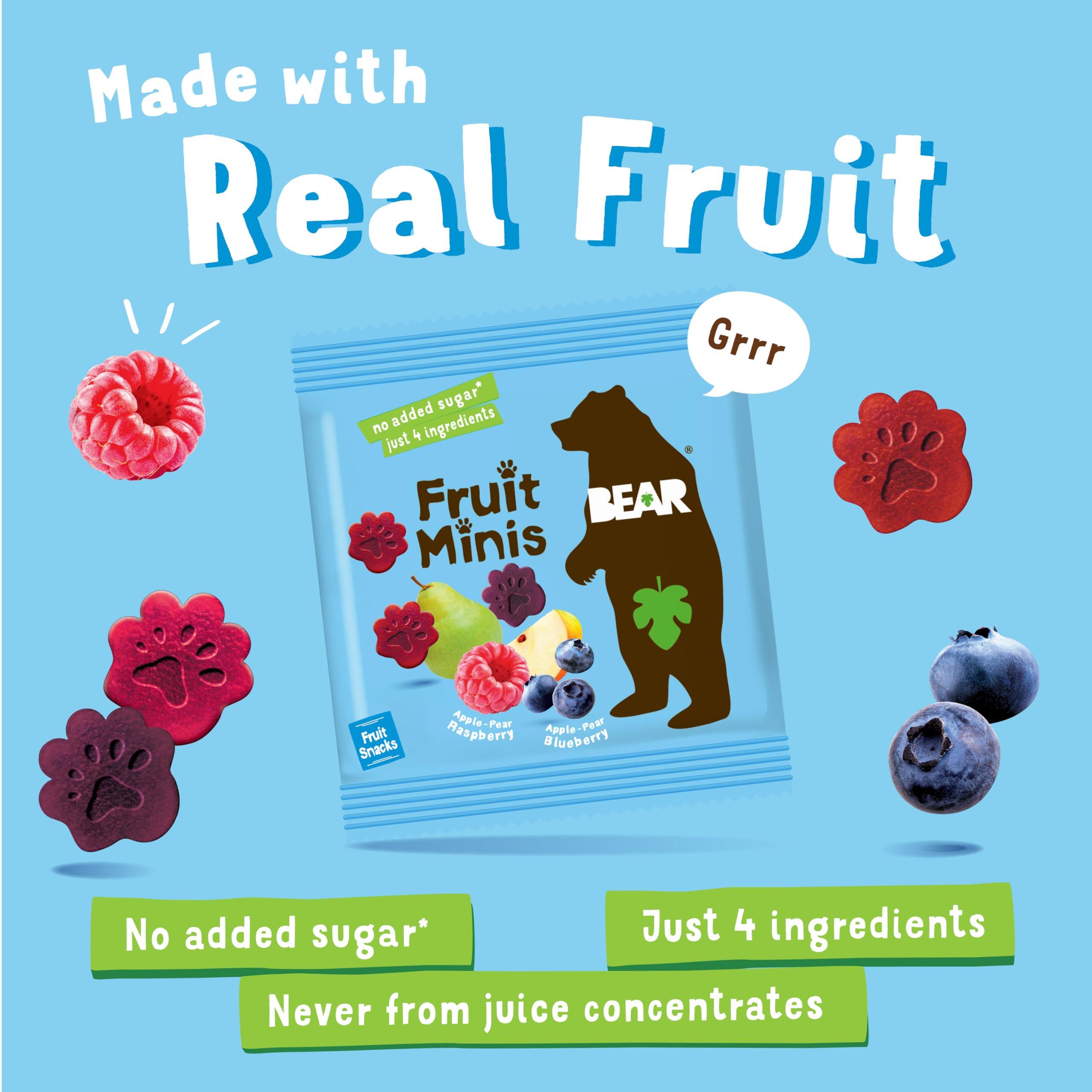 BEAR BEAR Fruit Snack Minis Bite-Sized Snacks For Kids - Gluten Free, Vegan, Non-GMO - Raspberry/Blueberry 0.7oz (1 Count)