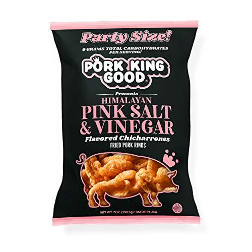 Pork King Good Pork King Good Himalayan Pink Salt & Vinegar Pork Rinds 7 OZ FAMILY SIZE (Chicharrones - Keto Snacks)