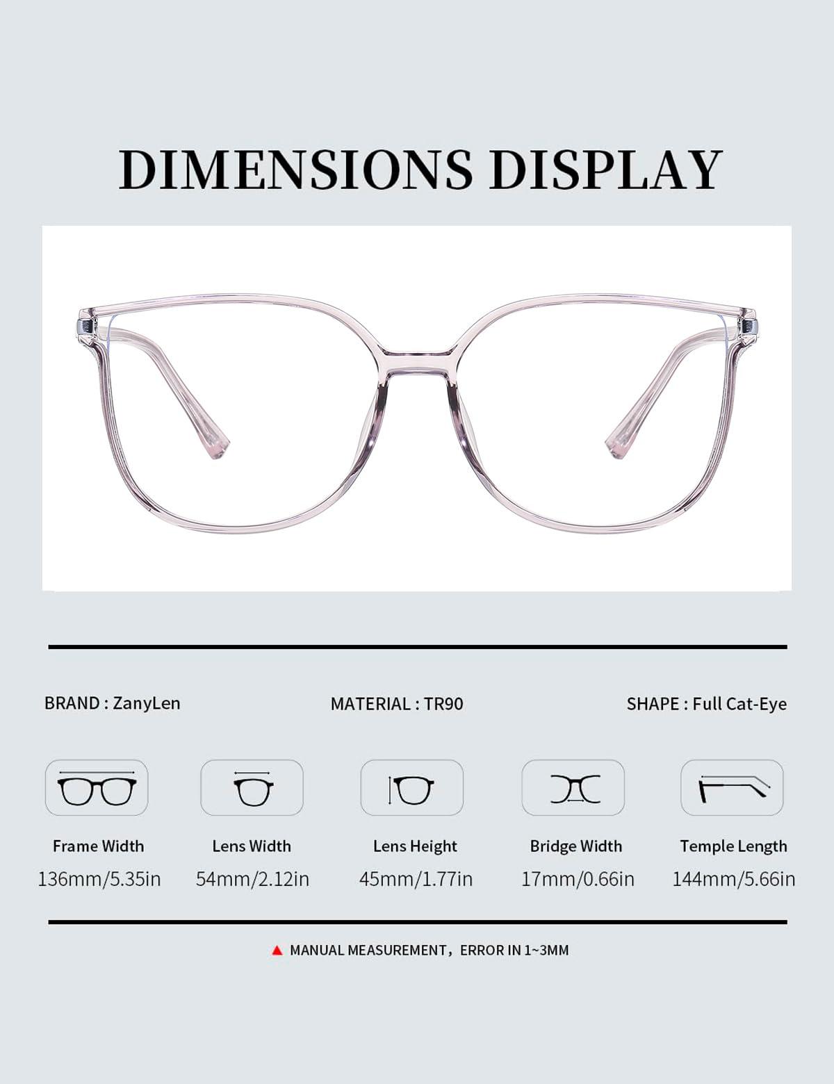 ZanyLen ZanyLenVintage Blue Light Glasses for Women, Lightweight TR90 Computer Eyeglasses, Filter Blue Ray/Anti-reflective /UV400 Protection/Reduce Eyestrain/Minimize Headache, Shiny Purple Cat-Eye Eyewear