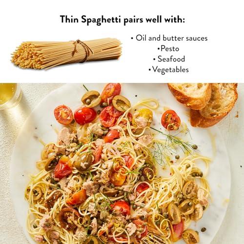 DeLallo DeLallo Thin Spaghetti Pasta, 1 Pound Bag, 4 Pack, Al Dente Texture, Made in Itay, Made with Durum Wheat Semolina Flour, Cooks in 9 Minutes, Non-GMO, Long Cut