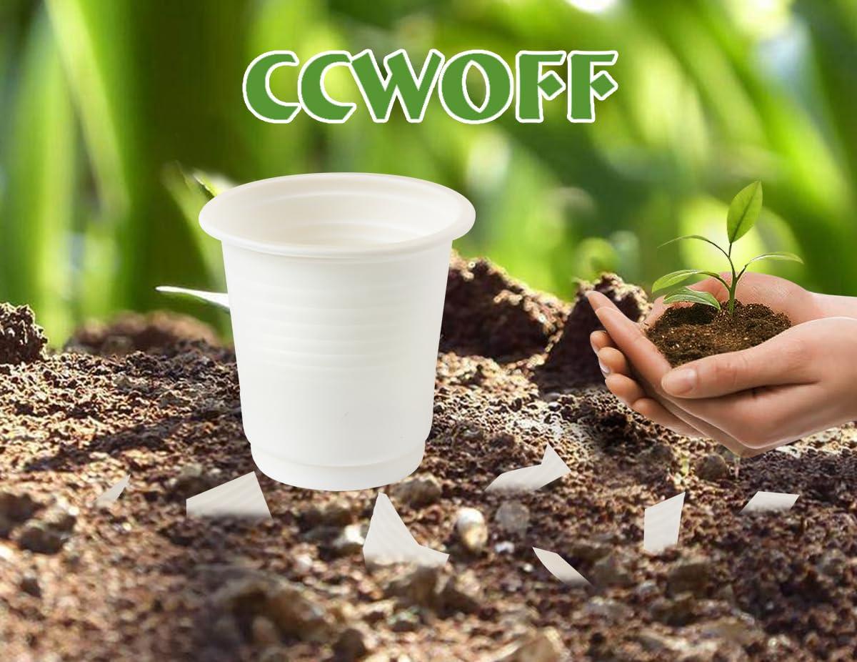 CCWOFF CCWOFF 3 oz Bathroom Cups 100% Compostable Cups Biodegradable Eco Friendly Cups Mouthwash Cups for Rinsing Mouth Shot Cups Disposable for Tasting (50 Pack)