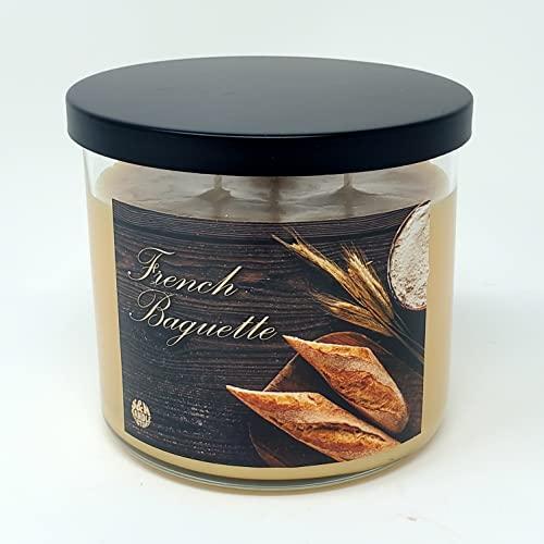 S&M Candle Factory S&M Candle Factory French Baguette Candle Large 3 Wick Soy Wax Candle ~ Up to 80 Hour Burn Time ~ Warm Buttered Bread Scented Candle ~ Made in USA (French Baguette)
