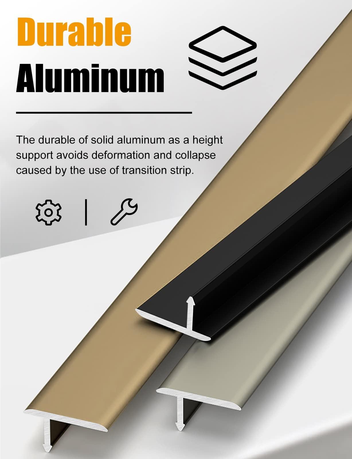 Ccsh Threshold Transition Strips T Shaped Threshold Transition Strips, Carpet & Floor Decoration Strip, 0.5in Wide Ramp for Tile to Laminate Carpet to Bathroom Doorway Sweeping Robot (Color : Black)