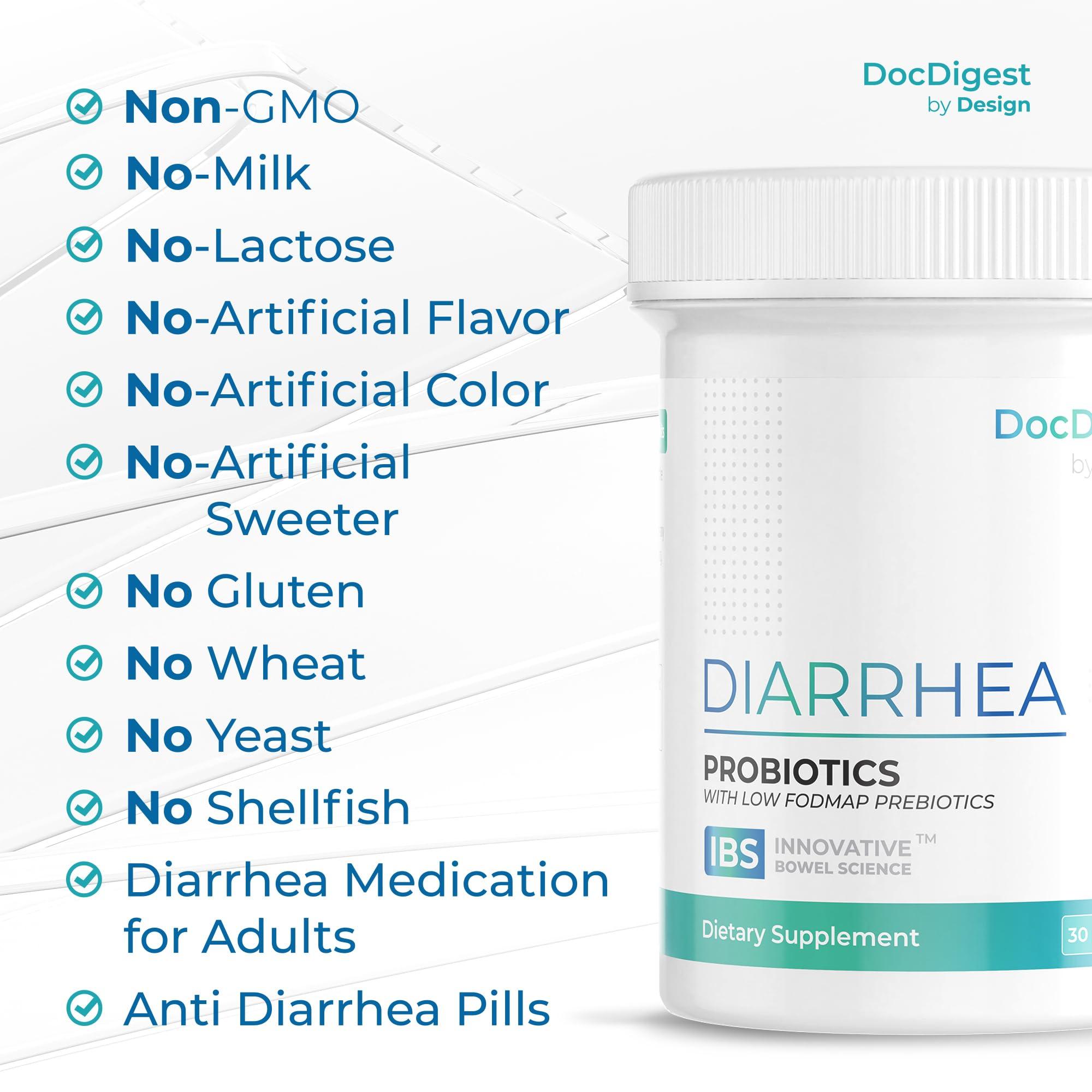 DocDigest by Design IBS Anti Diarrhea Probiotic for Diarrhea Relief and IBS-D - Clinically Studied Antidiarrheal Pills for Long-Term Comfort - Diarrhea Medication for Adults - Specialized IBS Supplement and Medicine