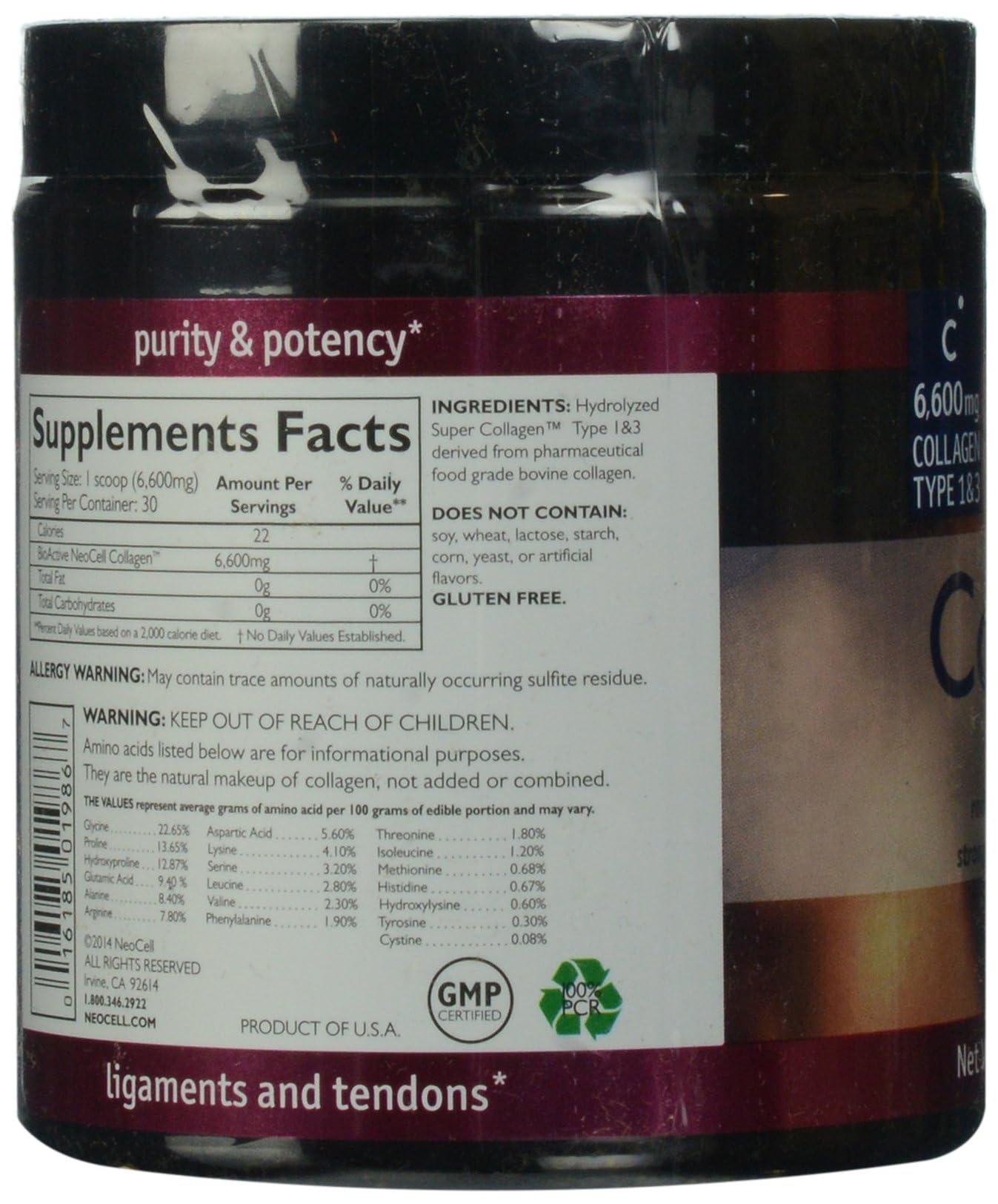 NeoCell Neocell Super Collagen Powder A 6,600mg Collagen Types 1 & 3 - Unflavored - 7 Ounces