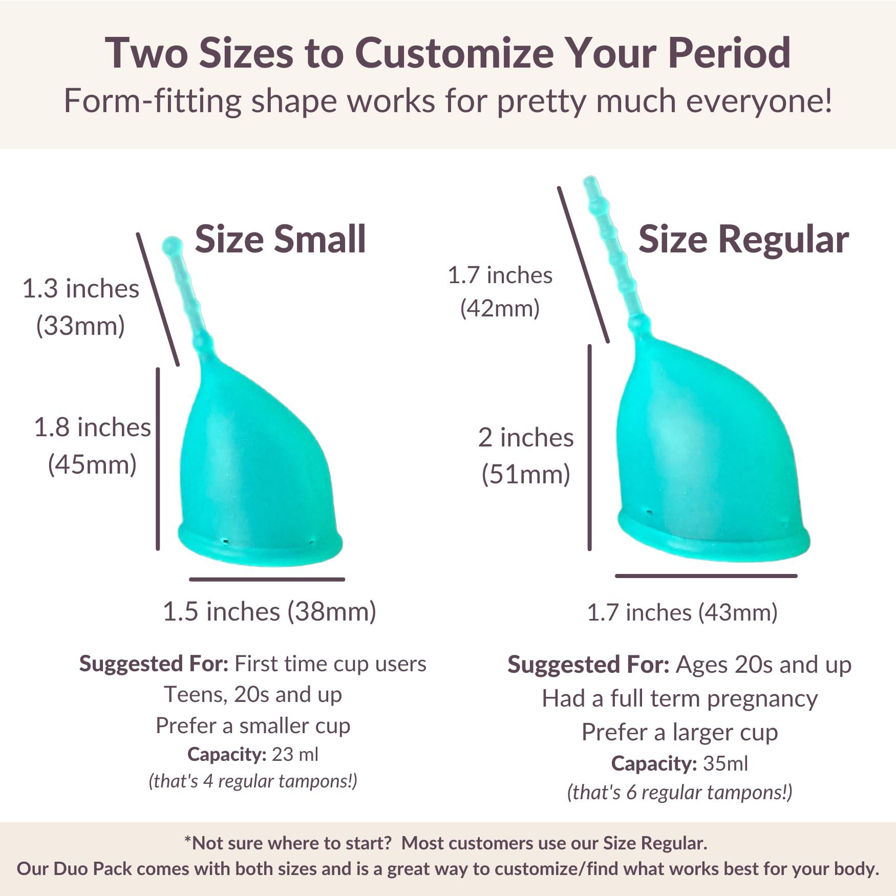 WEVOTOPIA Kind Cup | Menstrual Cups | Period Cup | Comfortable | Soft | Curved | Ergonomic | Easy to Use | Long Stem | High Cervix to Low Cervix | 100% Medical Grade Silicone Cup | USA | (Regular) (Aqua)