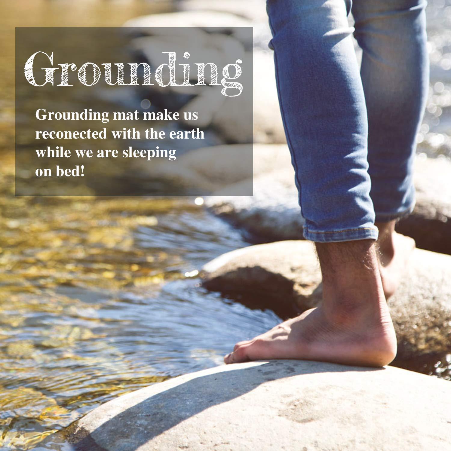 NeatEarthing Grounding Mat, Grounding Sleep Mat 54x 71 Perforated Design 100% Conductive Carbon Leatherette Grounding Mats, Fits for Full Size