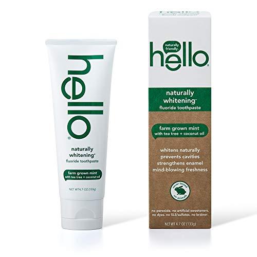 hello Hello Naturally Whitening Fluoride Toothpaste, Farm Grown Mint, Vegan, SLS Free, Gluten Free, Peroxide Free, 4.7 Ounce (Pack of 4)