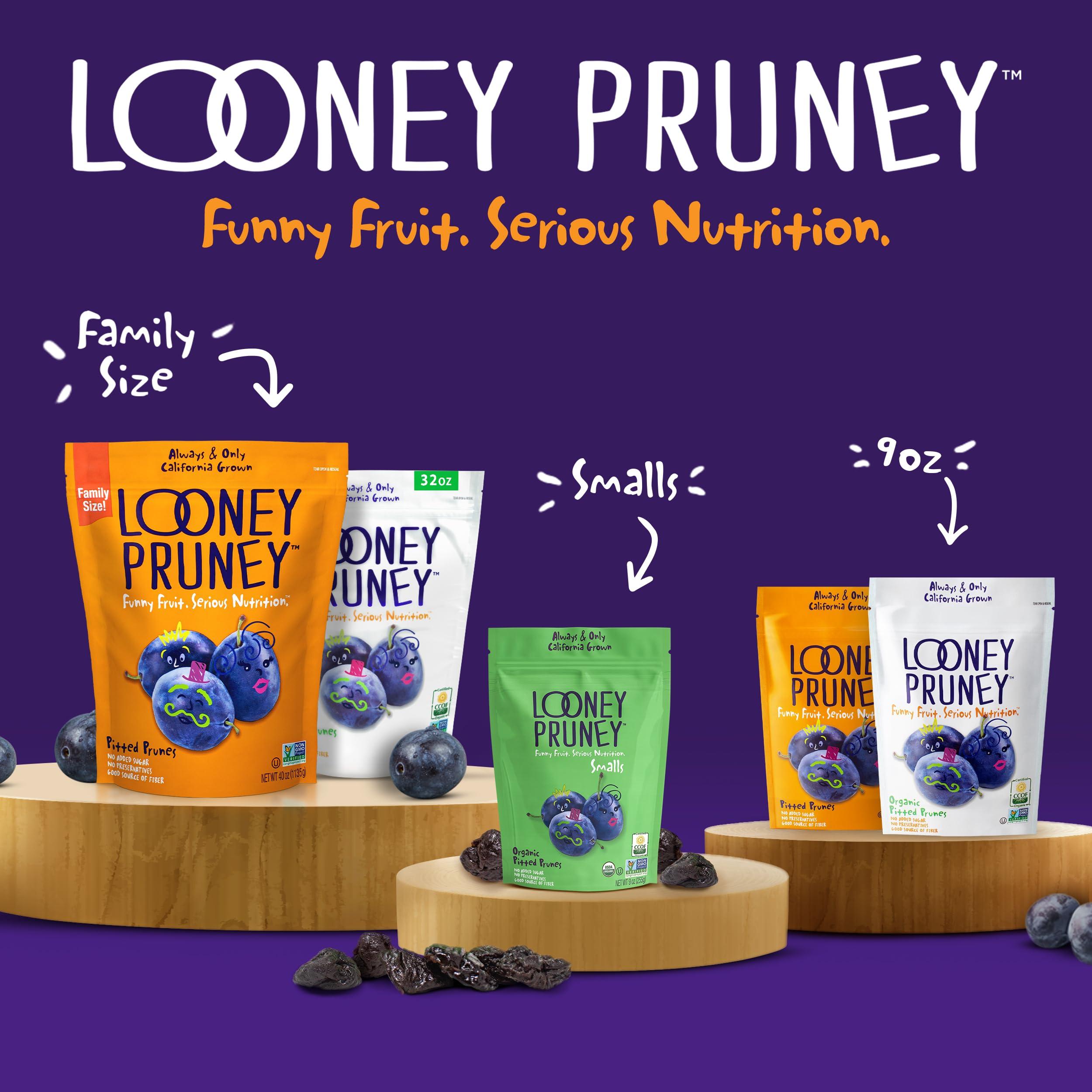 Looney Pruney Looney Pruney Smalls Fruit Snacks | Naturally Sweet Bite-Sized Prunes | Organic Fruit Snack Packs For Kids & Adults | Vegan Food With No Added Sugar & Preservatives | Kosher | 9 oz. (Pack of 6)