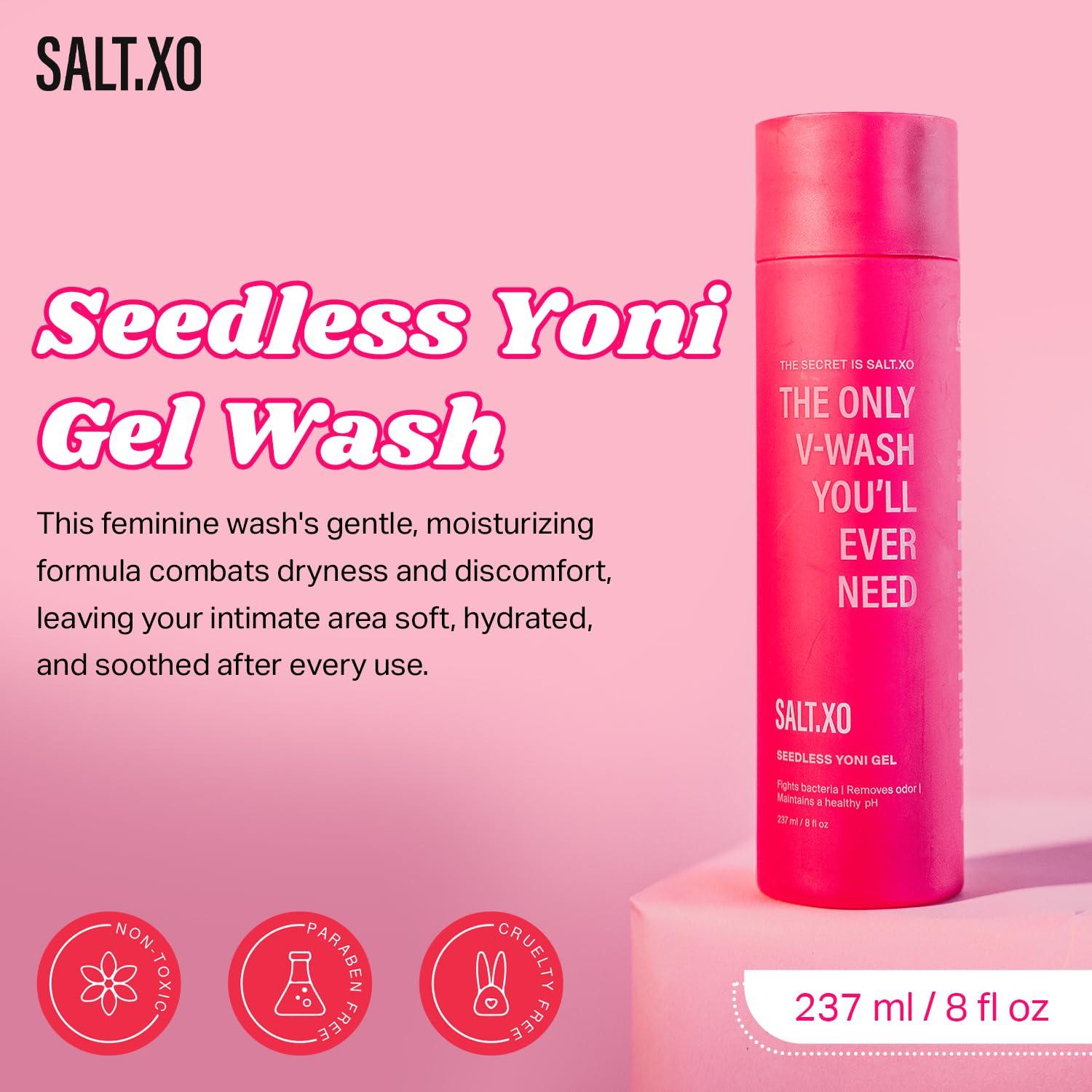 SALT.XO SALT.XO Seedless Yoni Gel Wash, Feminine Wash with Refreshing Cucumber and Aloe Vera, Organic Intimate Care Gel for Women, pH Balance V Wash Cruelty-Free, Feminine Hygiene Products (8 Fl Oz)