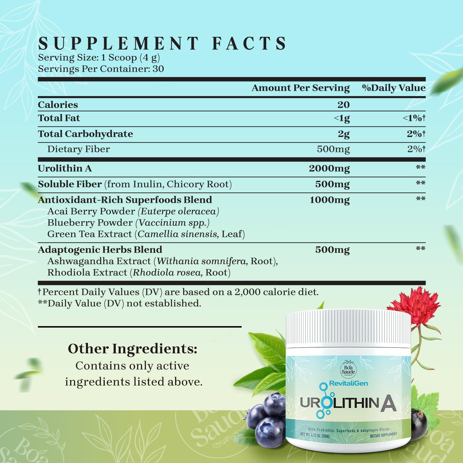 BoaSaude BoaSaude Urolithin A Powder Supplement, 4.23 OZ