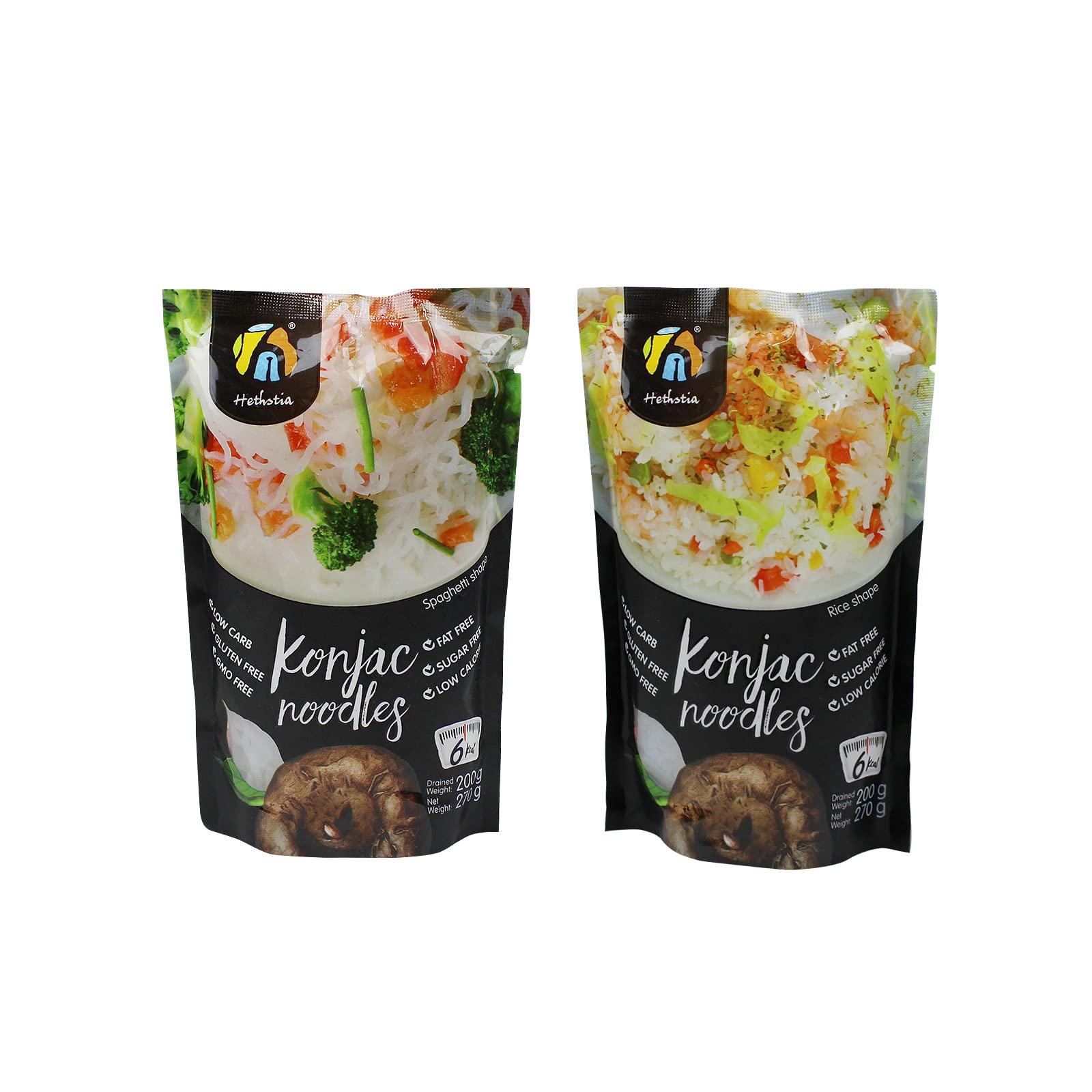 Hethstia Hethstia 12-Pack Konjac Noodle Diet Spaghetti and Shirataki Rice Paleo-Friendly, Sugar Free, Gluten-Free, Low Calorie and Vegan