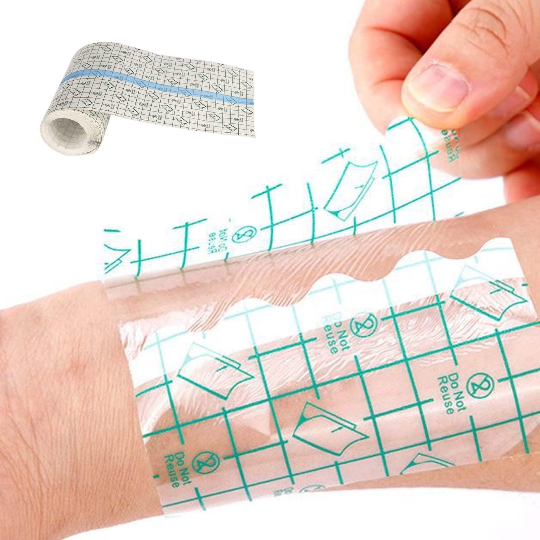 Wedhapy Transparent Waterproof Adhesive Bandage Tape Second Skin Waterproof Dressings for Wounds Waterproof Transparent Second Skin Protection Plastic Tattoo Cover Skin Dressing Protective Cover 200x15cm
