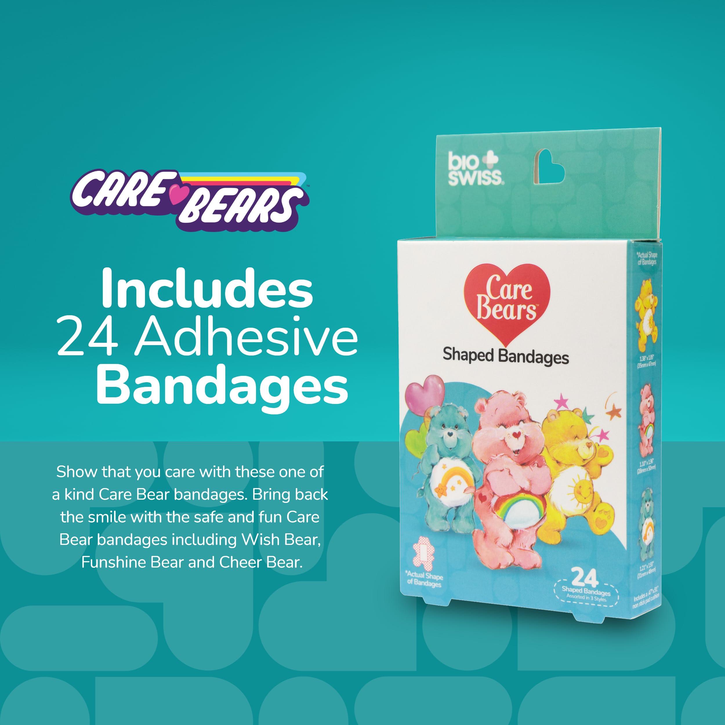 BioSwiss BioSwiss Care Bears Bandages, Classic Care Bear Shaped Self Adhesive Bandage, Latex Free Sterile Wound Care, Fun First Aid Kit Supplies for Kids, 24 Count