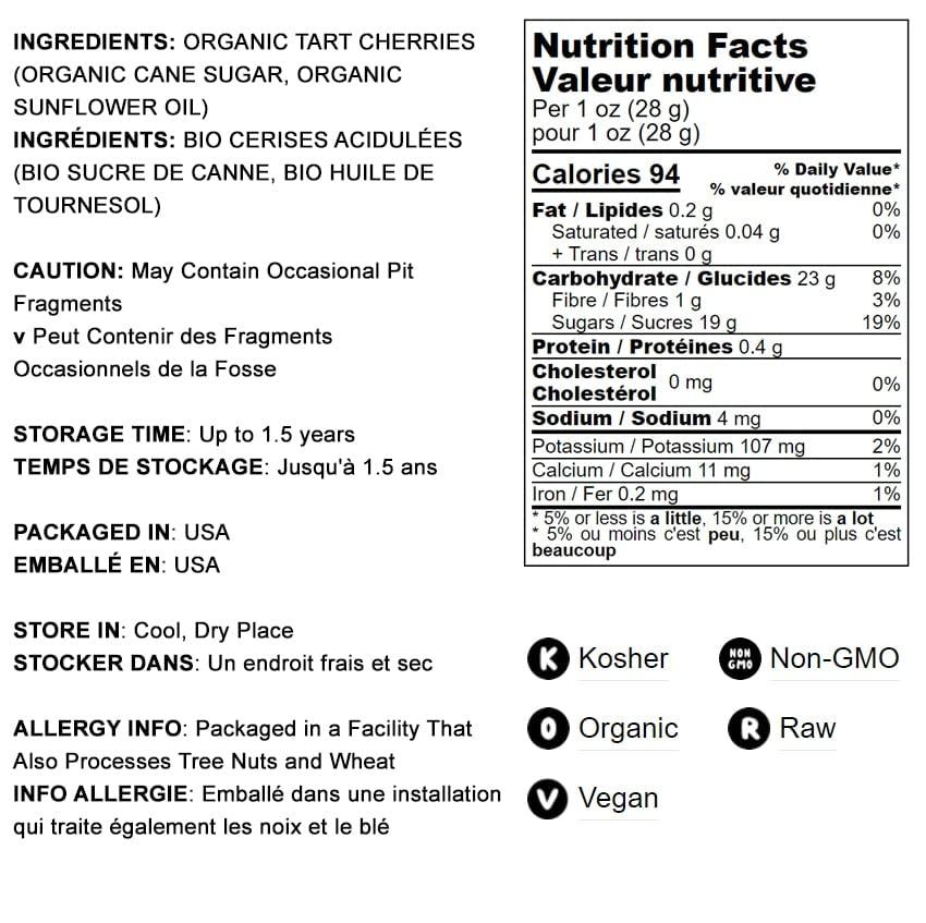 Food to Live Organic Dried Tart Cherries, 10 Pounds — Lightly Sweetened, Pitted, Non-GMO, Kosher, Unsulfured, Sour, Bulk