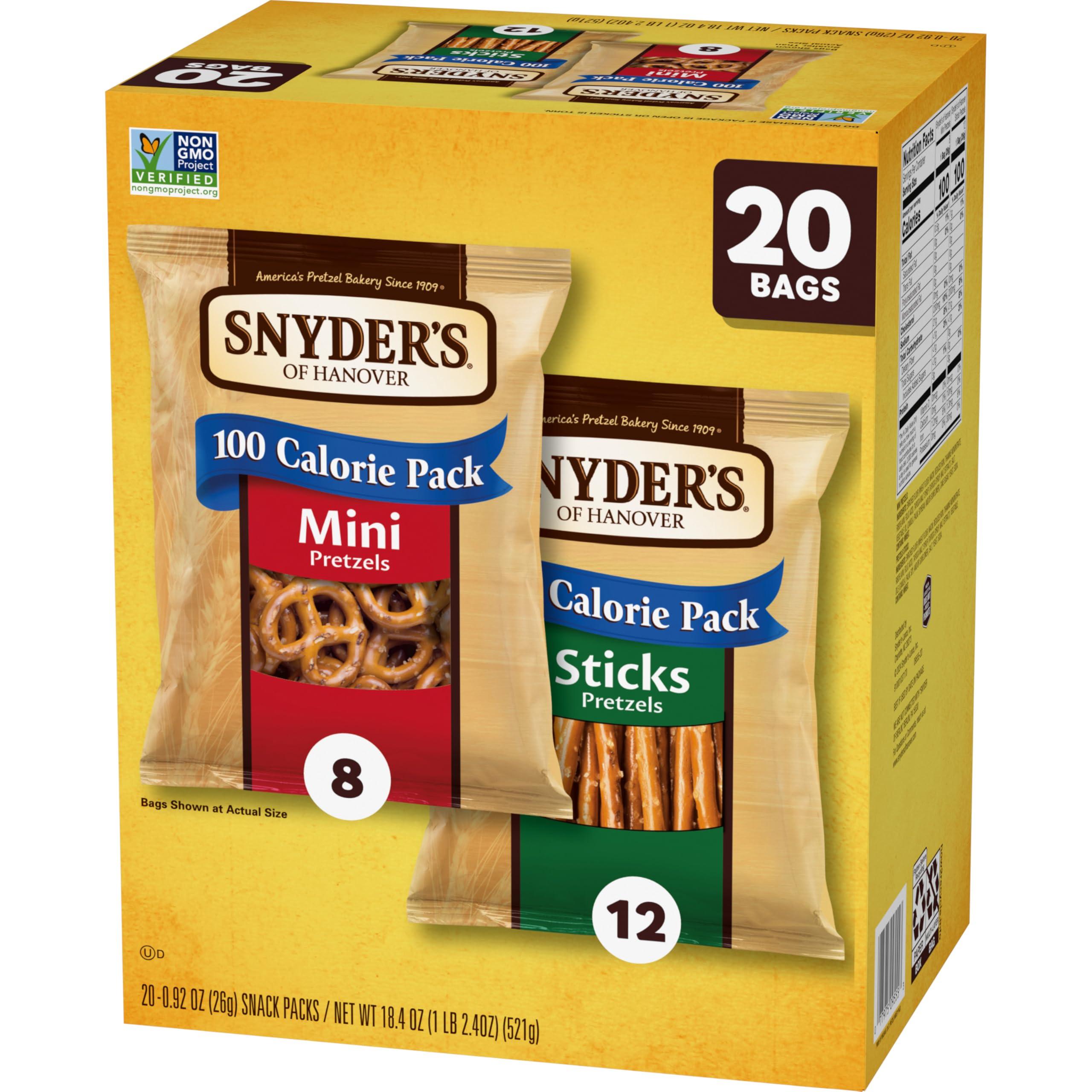 Snyder's of Hanover Snyder's of Hanover Pretzels, Minis and Sticks 100 Calorie Packs, 20 Ct Variety Pack