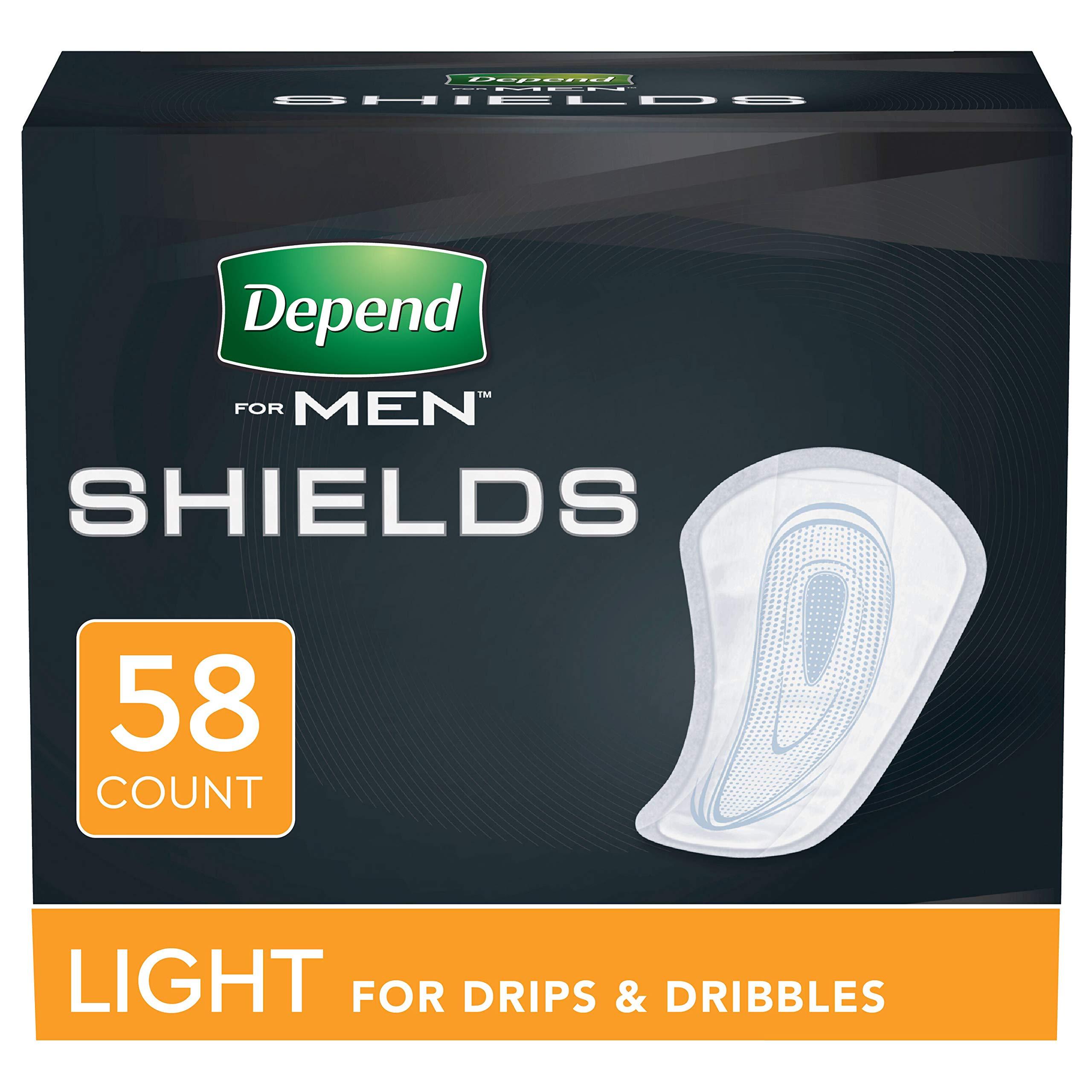 Depend Depend Incontinence Shields for Men, Light Absorbency, 58 Count, Packaging May Vary